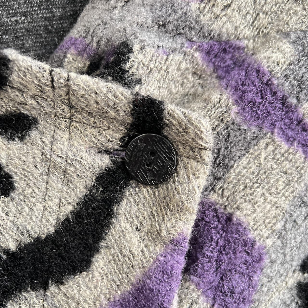 ジウ 慈雨 総柄 変形 ウール コットン ジャケット カーディガン サイズ