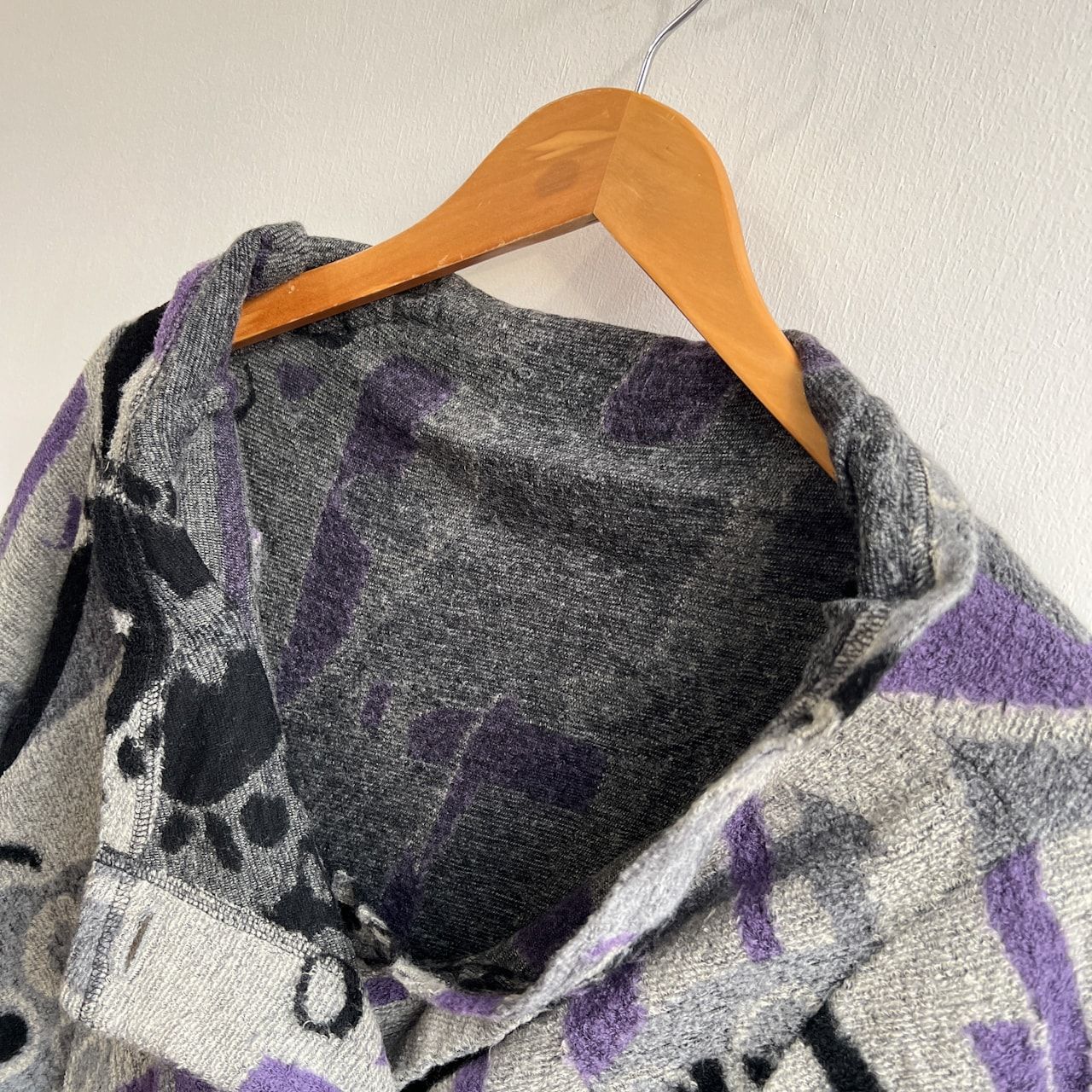 ジウ 慈雨 総柄 変形 ウール コットン ジャケット カーディガン サイズ