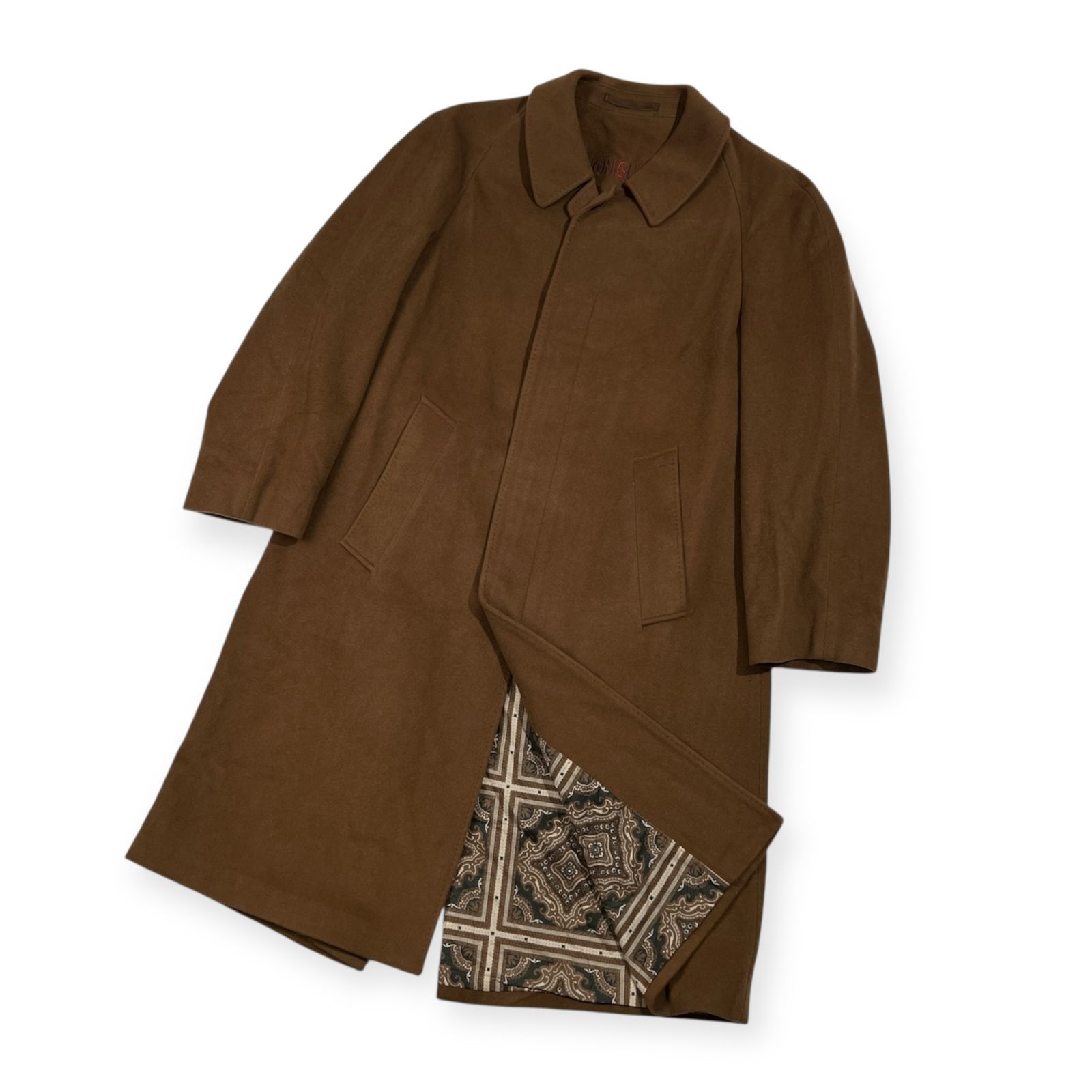 カシミヤ100％ ドイツ製 高級 KONIGLICH 裏地総柄 ロング コート 比翼