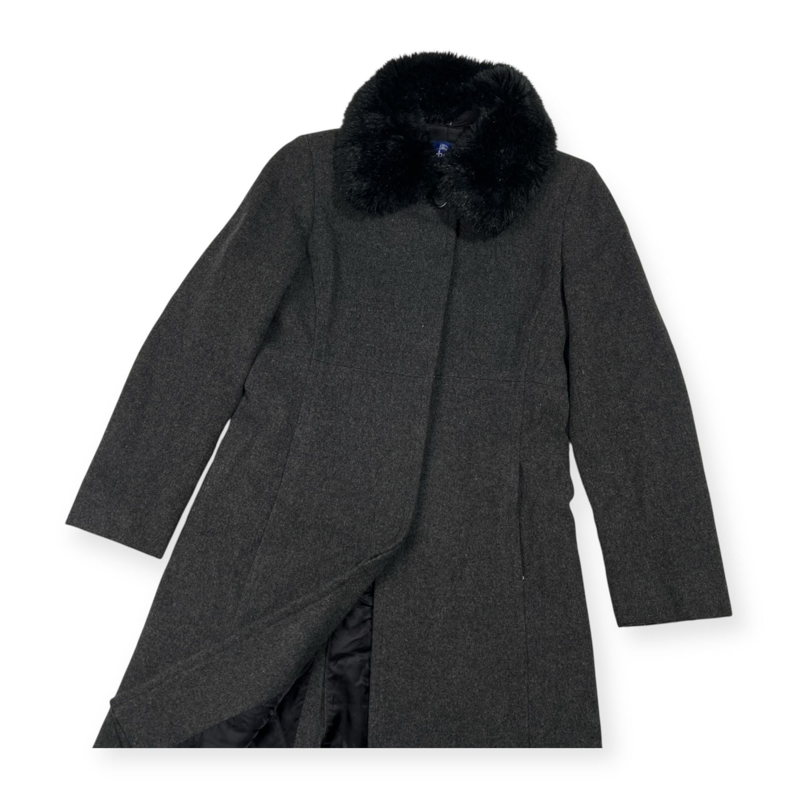 BURBERRY BLUE LABEL バーバリーブルーレーベル 襟ファー付き ウール