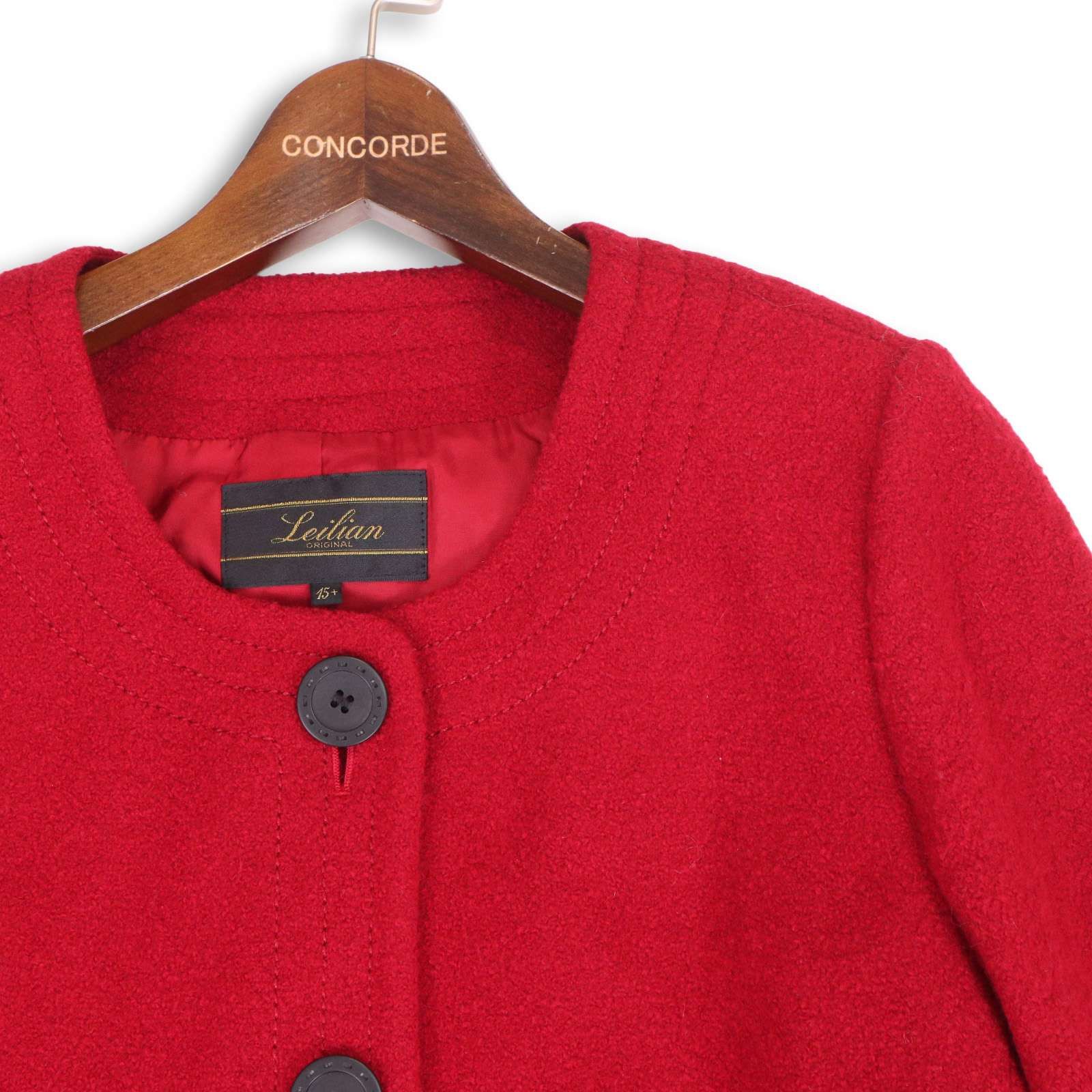 Leilian レリアン プラスハウス☆ アンゴラ混 ウール ノーカラー