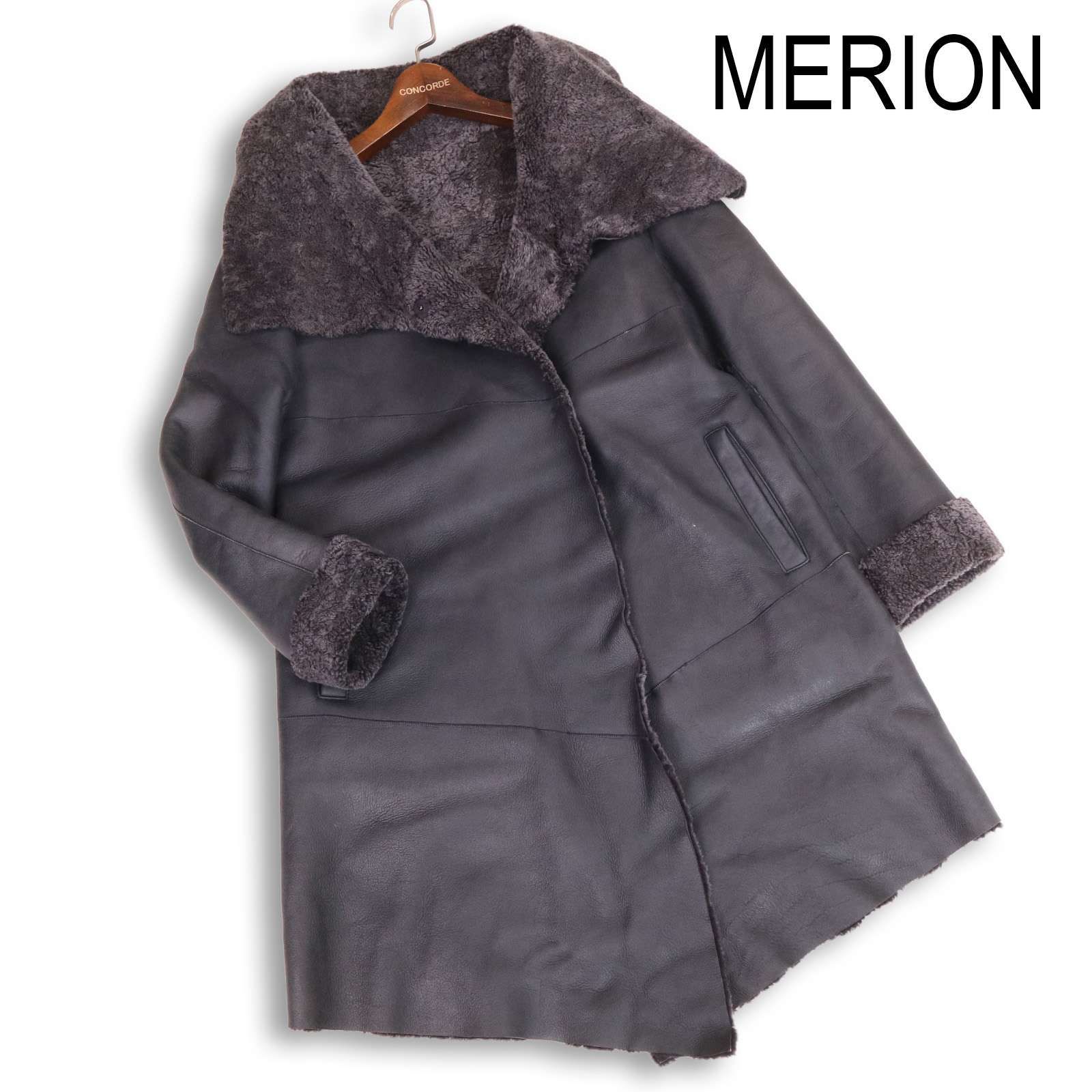 MERION メリオン 秋冬 羊革♪ 裏地ファー 高級 リアル ムートン コート