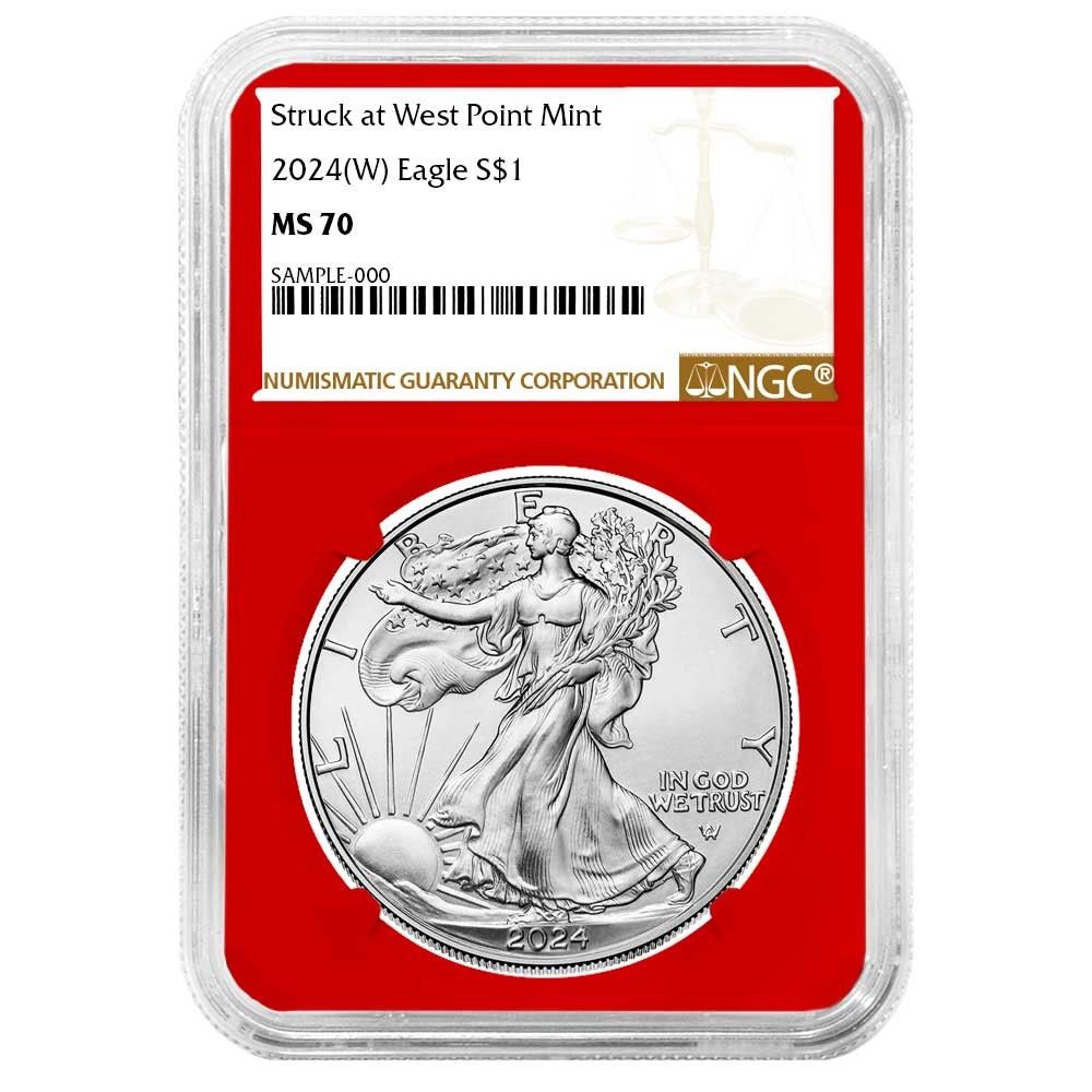 最新作　2024 NGC MS-70 イーグル銀貨　ブラウンラベル bullionshark-2024-silver-eagle