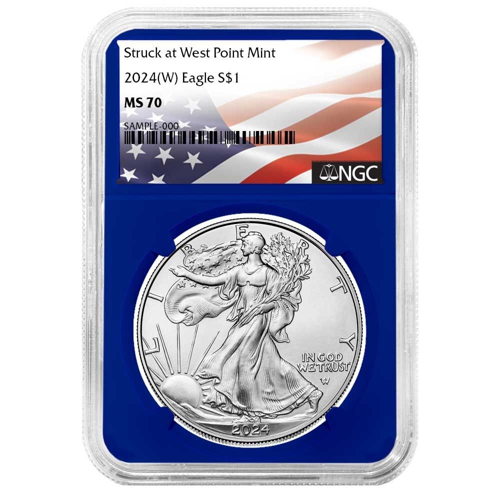 最新作　2024 NGC MS-70 イーグル銀貨　ブラウンラベル 2024 American Silver Eagle - NGC MS70 Brown Label - Hero Bullion