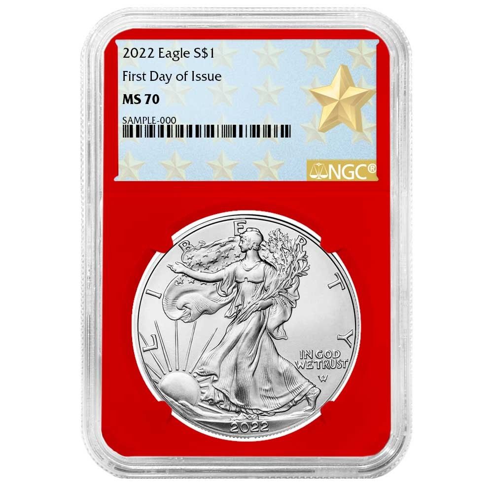 2022年 1ドル アメリカン シルバー イーグル NGC MS70 FDI ウェスト