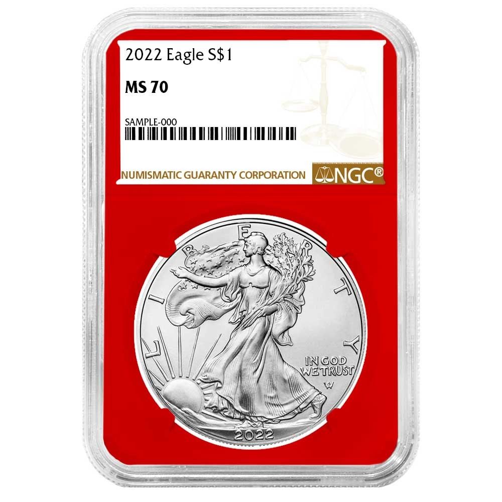 2022年 1ドル アメリカン シルバー イーグル NGC MS70 ブラウンラベル