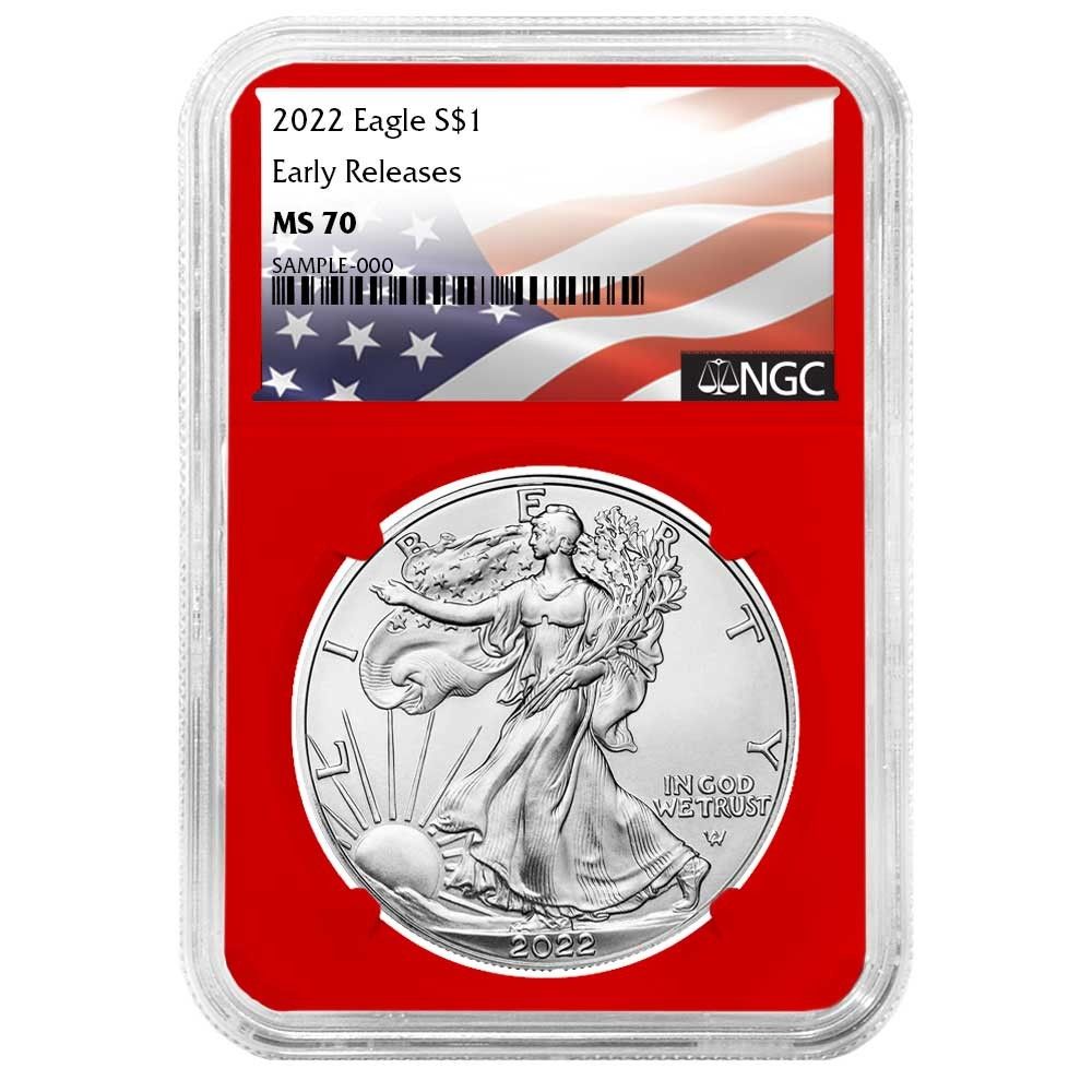 2022年 1ドル アメリカン シルバー イーグル NGC MS70 ER フラッグ