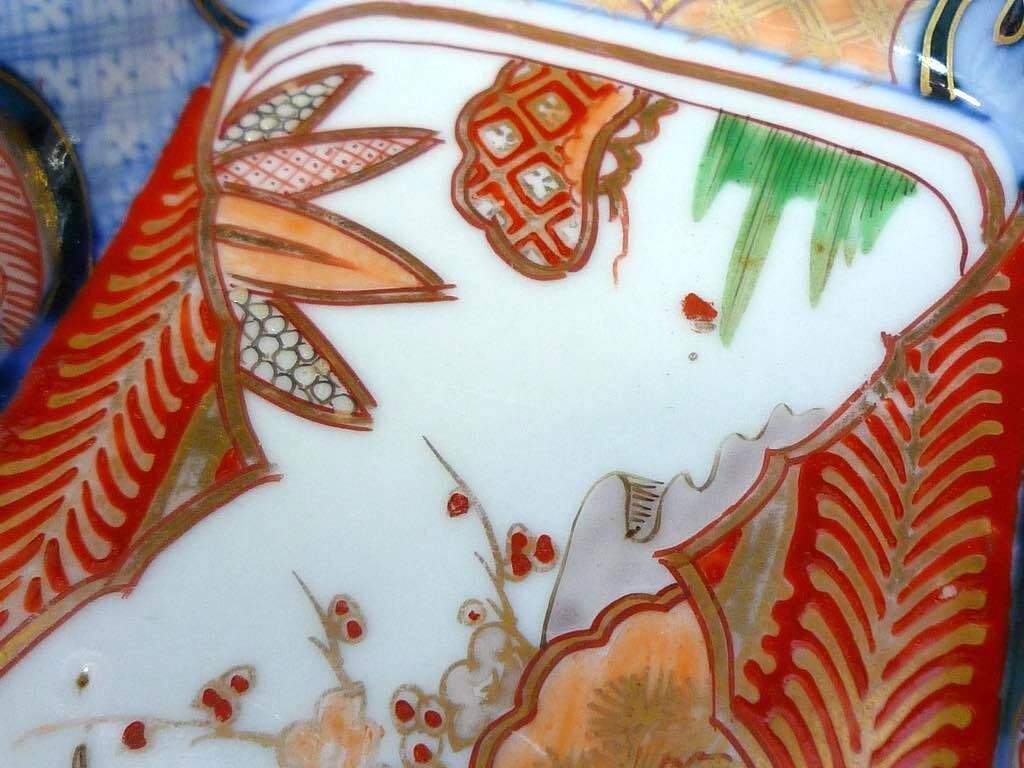 赤絵 色絵付 古伊万里 薄緑 中皿 4枚 窯傷 江戸 明治 赤絵 色絵付 古伊万里 薄緑 中皿 4枚 窯傷 江戸 明治 美術