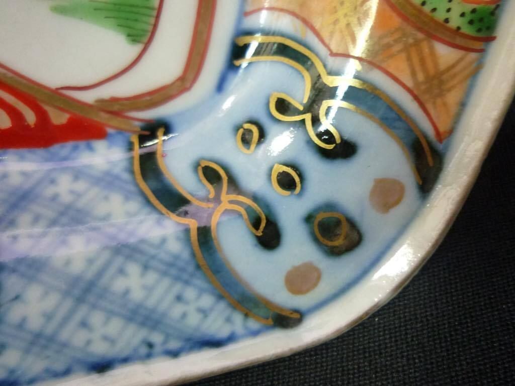 旧家蔵出 古伊万里 色絵 小皿 赤絵 金彩 四角皿 伊万里 アクサセリー