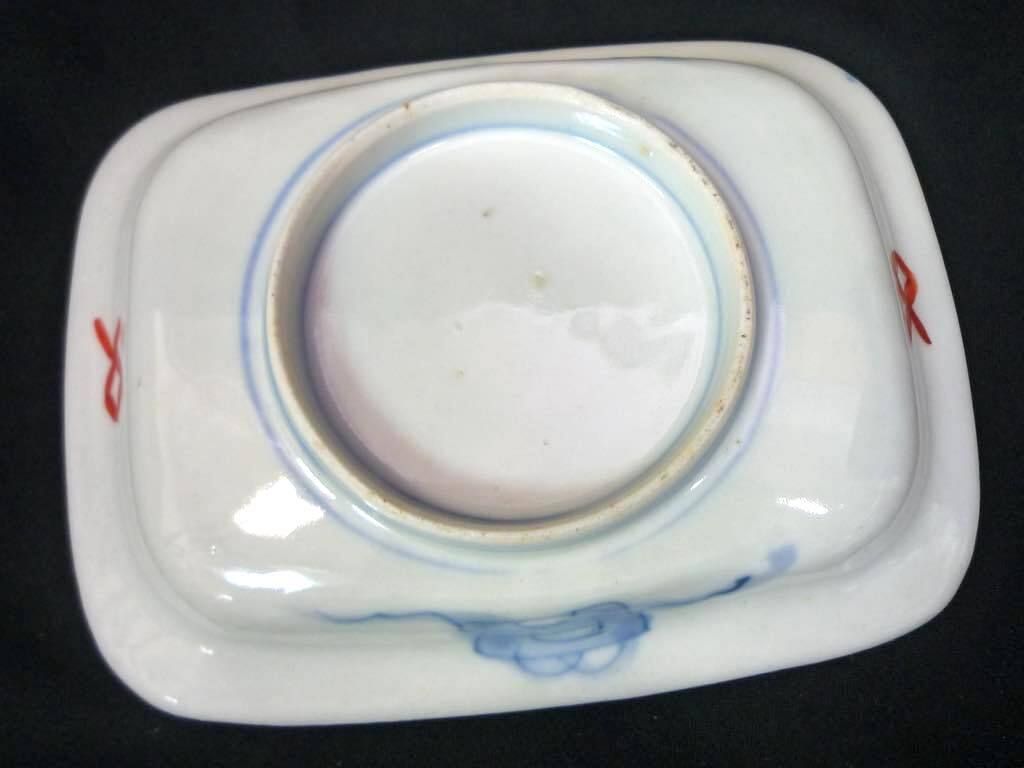 旧家蔵出 古伊万里 色絵 小皿 赤絵 金彩 四角皿 伊万里 アクサセリー