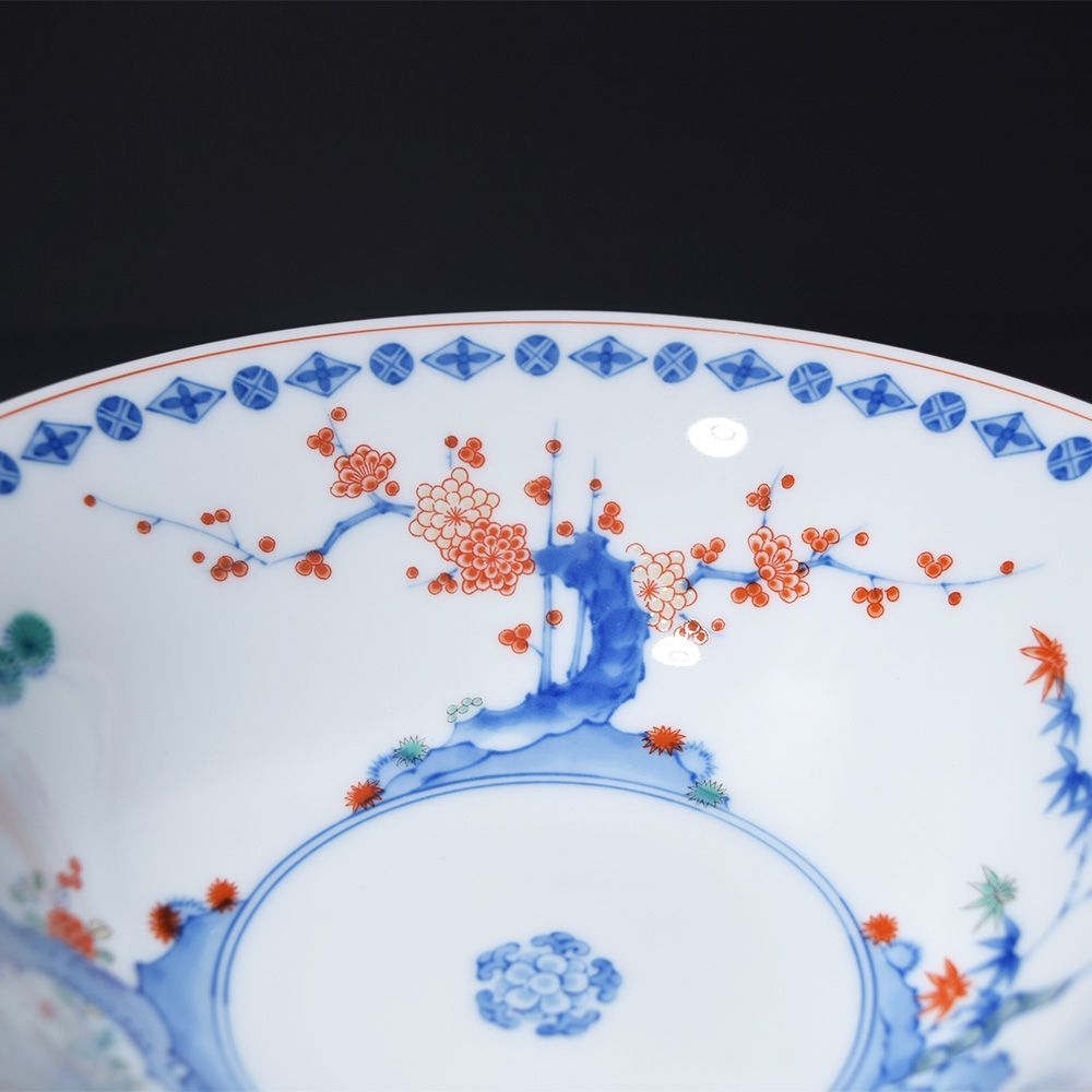 新品未使用品 有田焼 深川製磁 宮内庁御用達 染錦松竹梅鉢 金彩 鉢