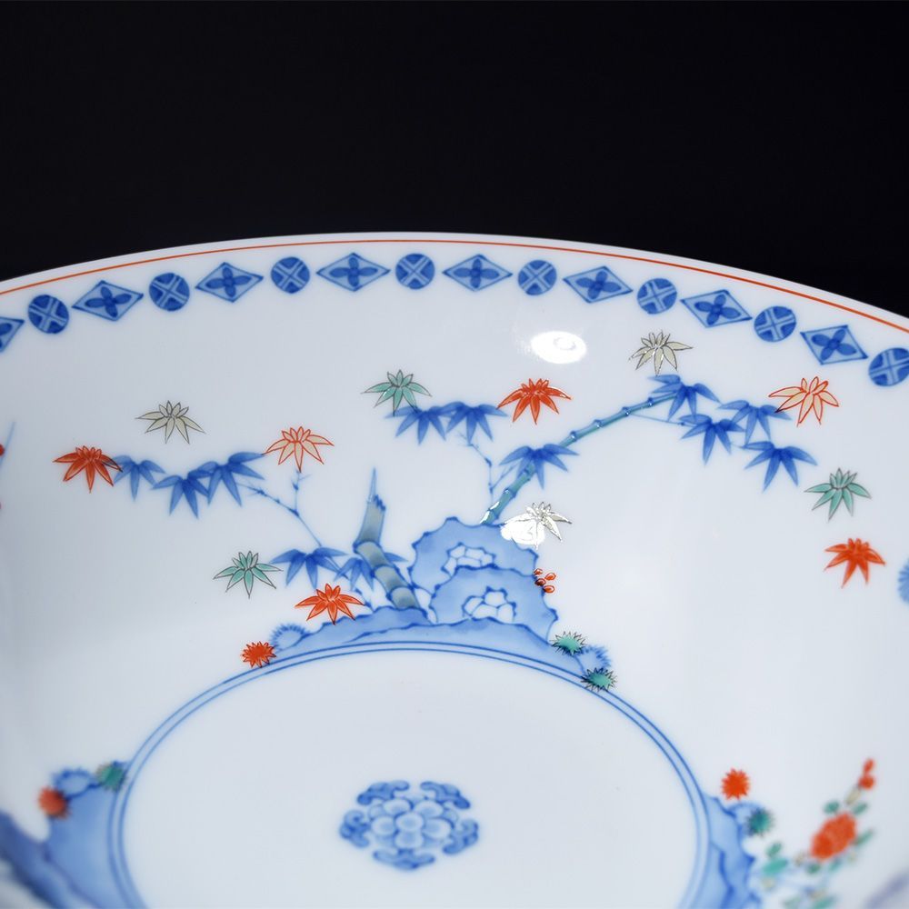 新品未使用品 有田焼 深川製磁 宮内庁御用達 染錦松竹梅鉢 金彩 鉢