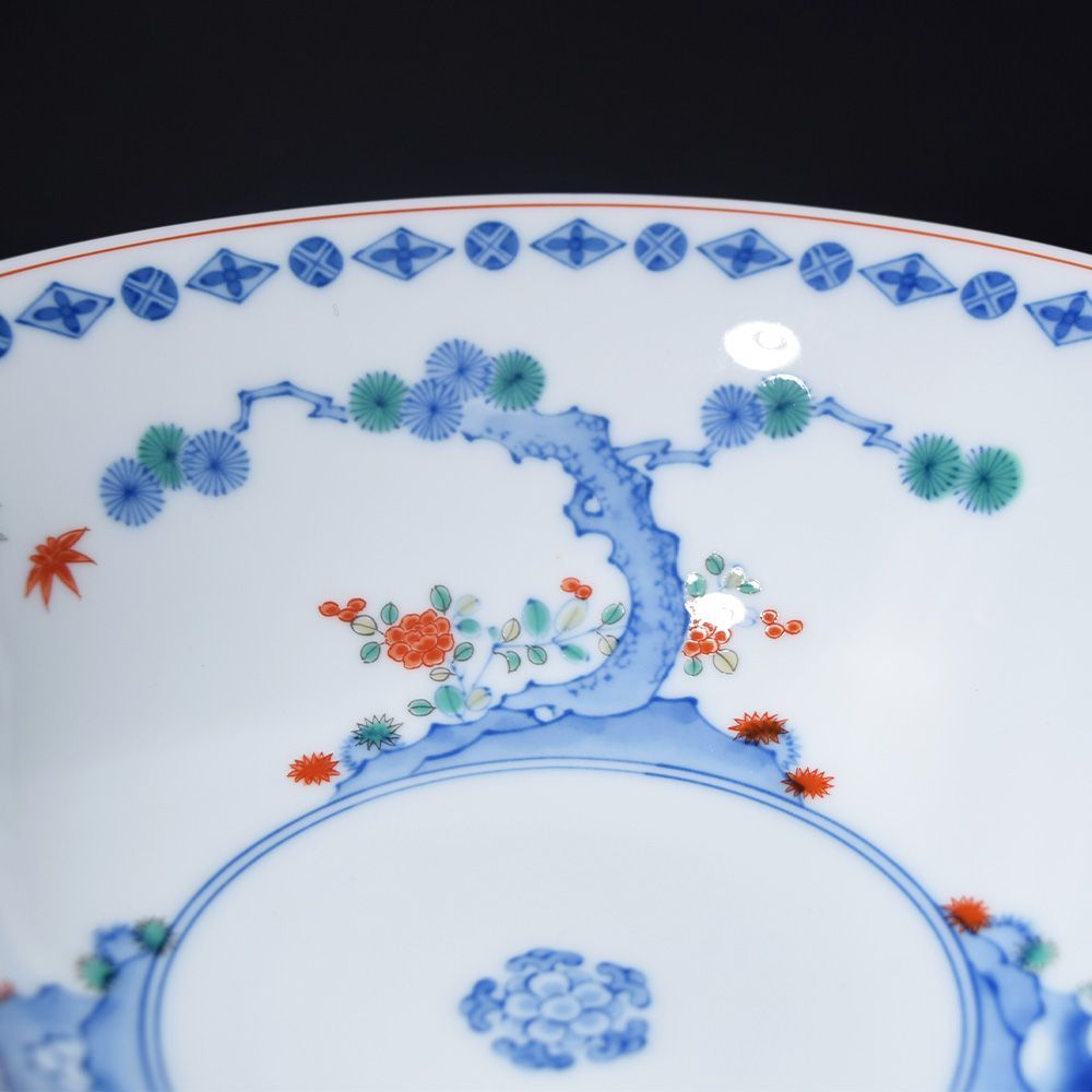 新品未使用品 有田焼 深川製磁 宮内庁御用達 染錦松竹梅鉢 金彩 鉢