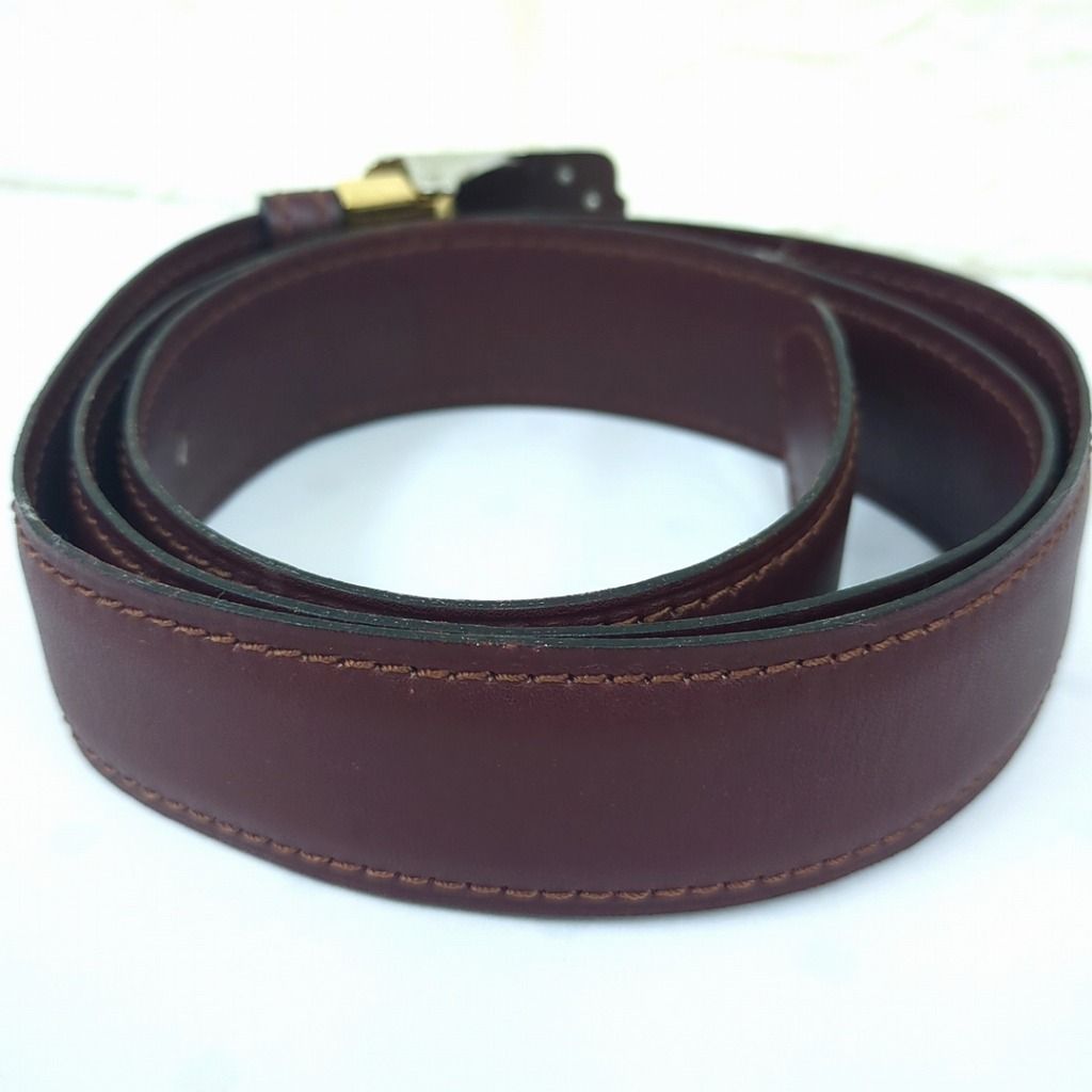 カルティエ マストライン レザー ベルト ボルドー シルバー ゴールド