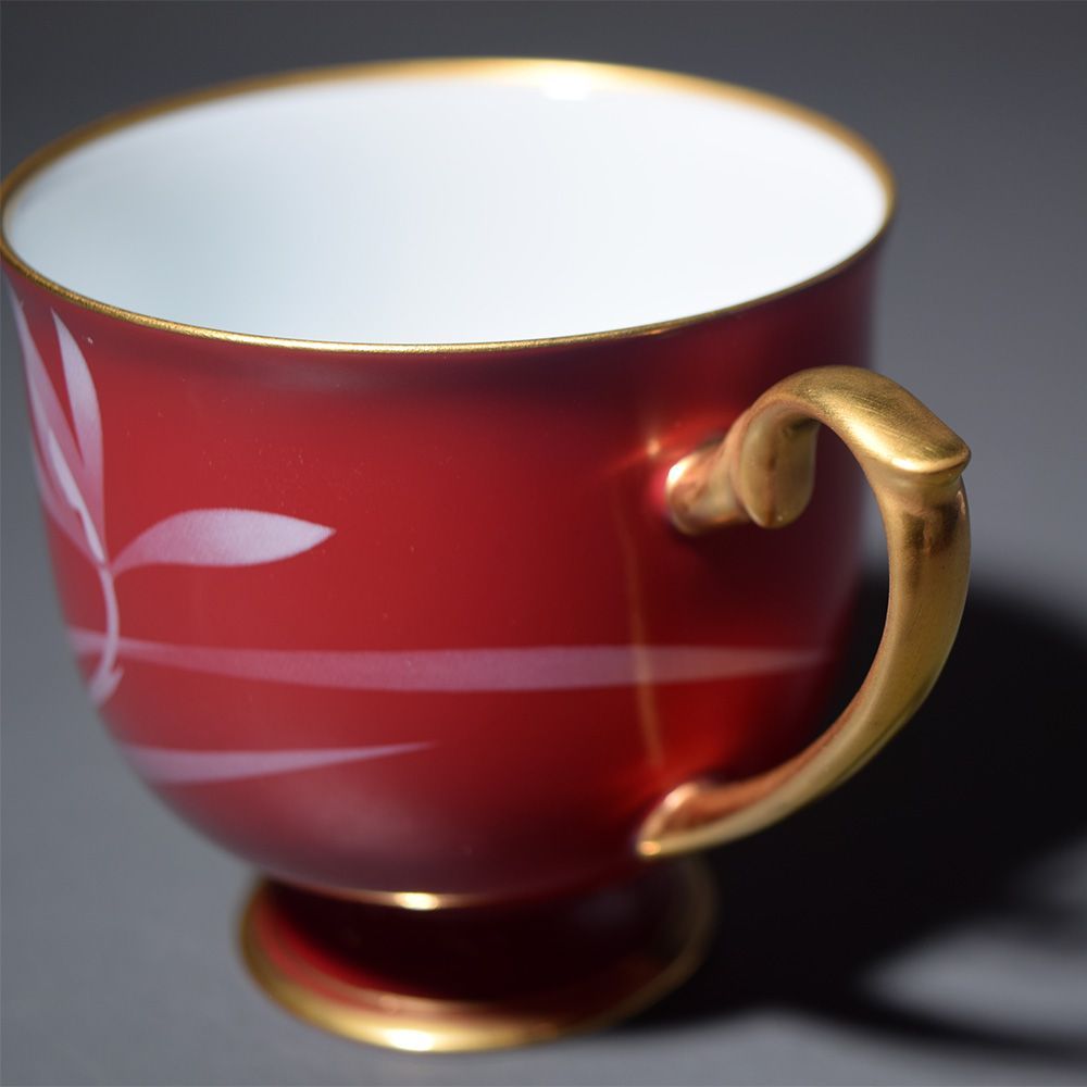 新品未使用品 有田焼 香蘭社 ベネチアンレッド カップ＆ソーサー ペア