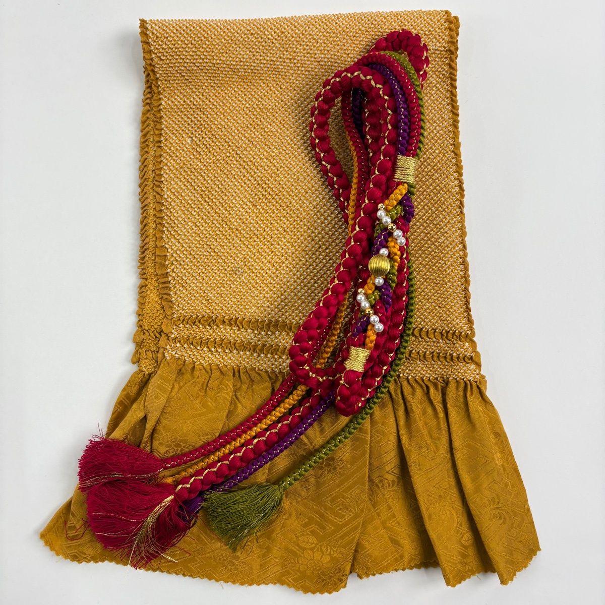 振袖 身丈165cm 裄丈67cm M 袷 袋帯フルセット 御所車 草花 絞り 金糸