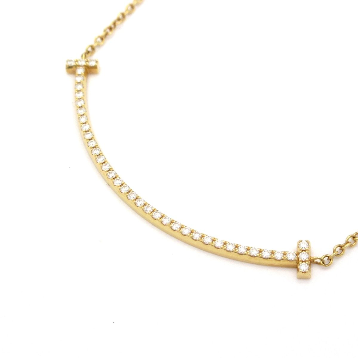 美品 ティファニー Tスマイル ペンダント K18WG ネックレス ダイヤモンド ティファニー T スマイル ペンダント ダイヤモンド イエローゴールド