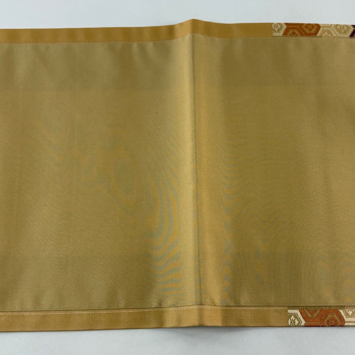 美品】 開き名古屋帯 逸品 人間国宝 喜多川平朗 亀甲 花菱 唐織 黄土色