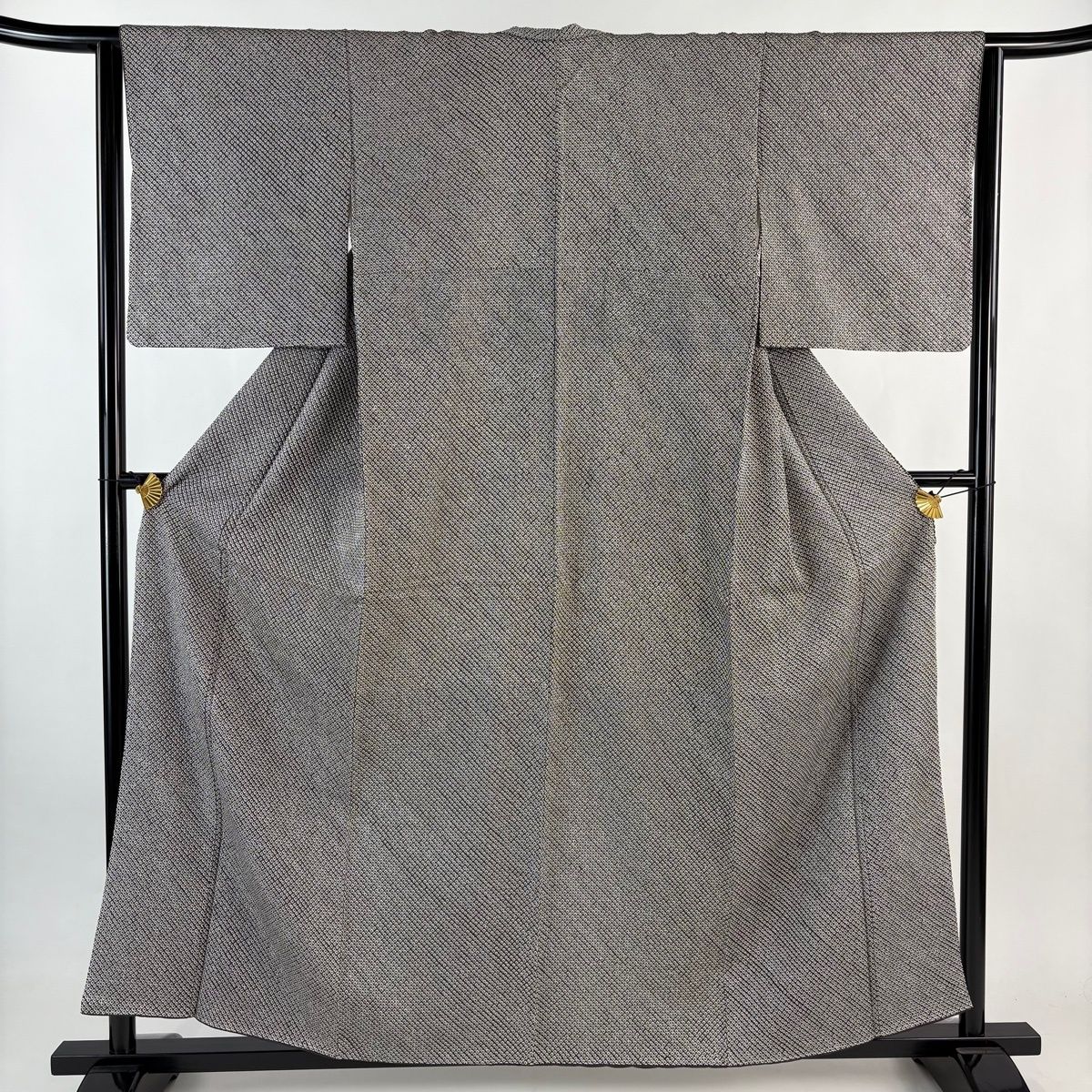 美品】 小紋 身丈158cm 裄丈63cm S 袷 疋田 総絞り 焦茶色 正絹 秀品