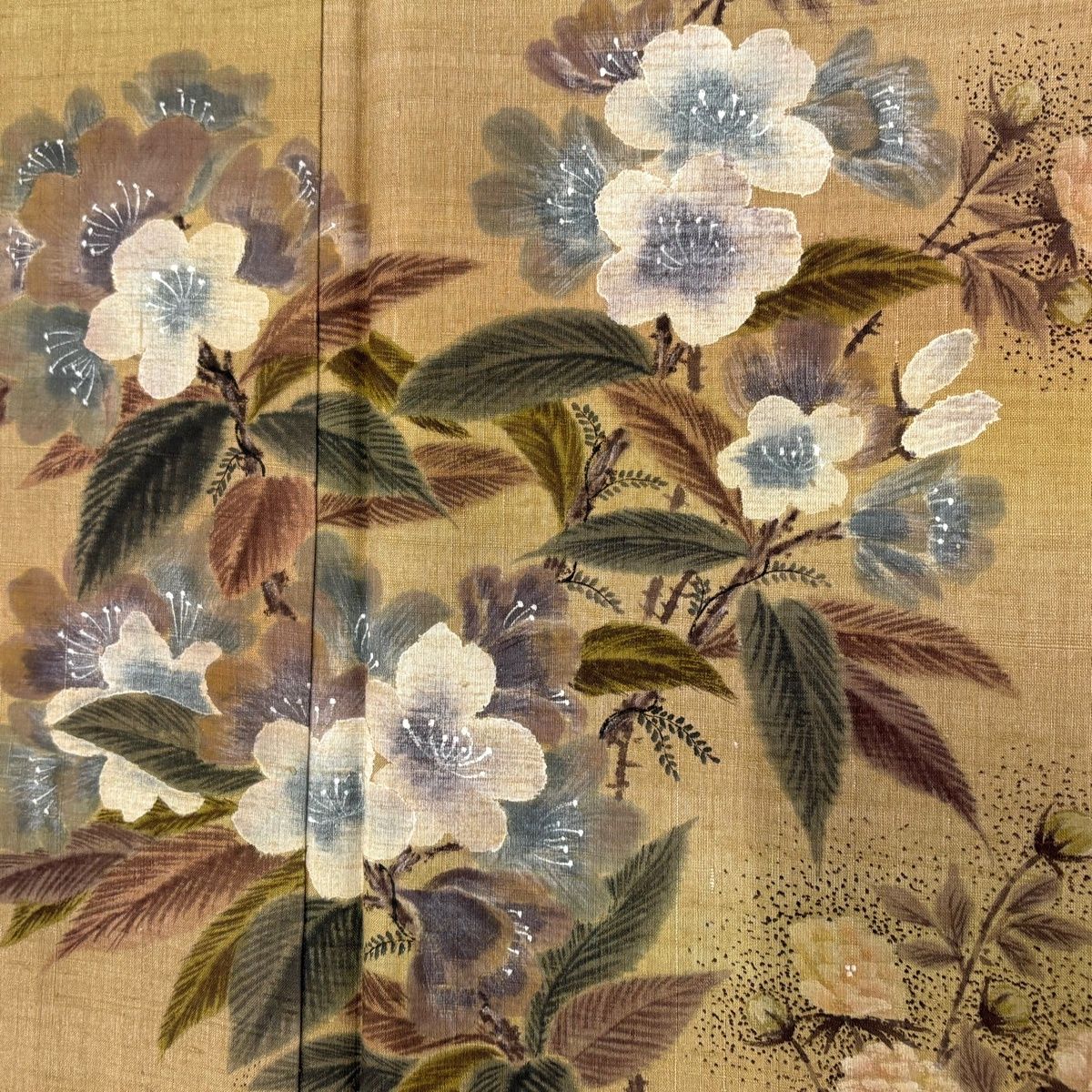 袷　紬　牛首紬　花唐草模様　裄67.5cm 正絹 miyagawa-kimono_sb15639