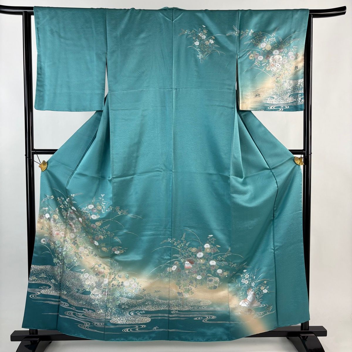 6108］訪問着 美品 流水花松 ぼかし 金彩 正絹 着物 袷 楽天市場】【中古】