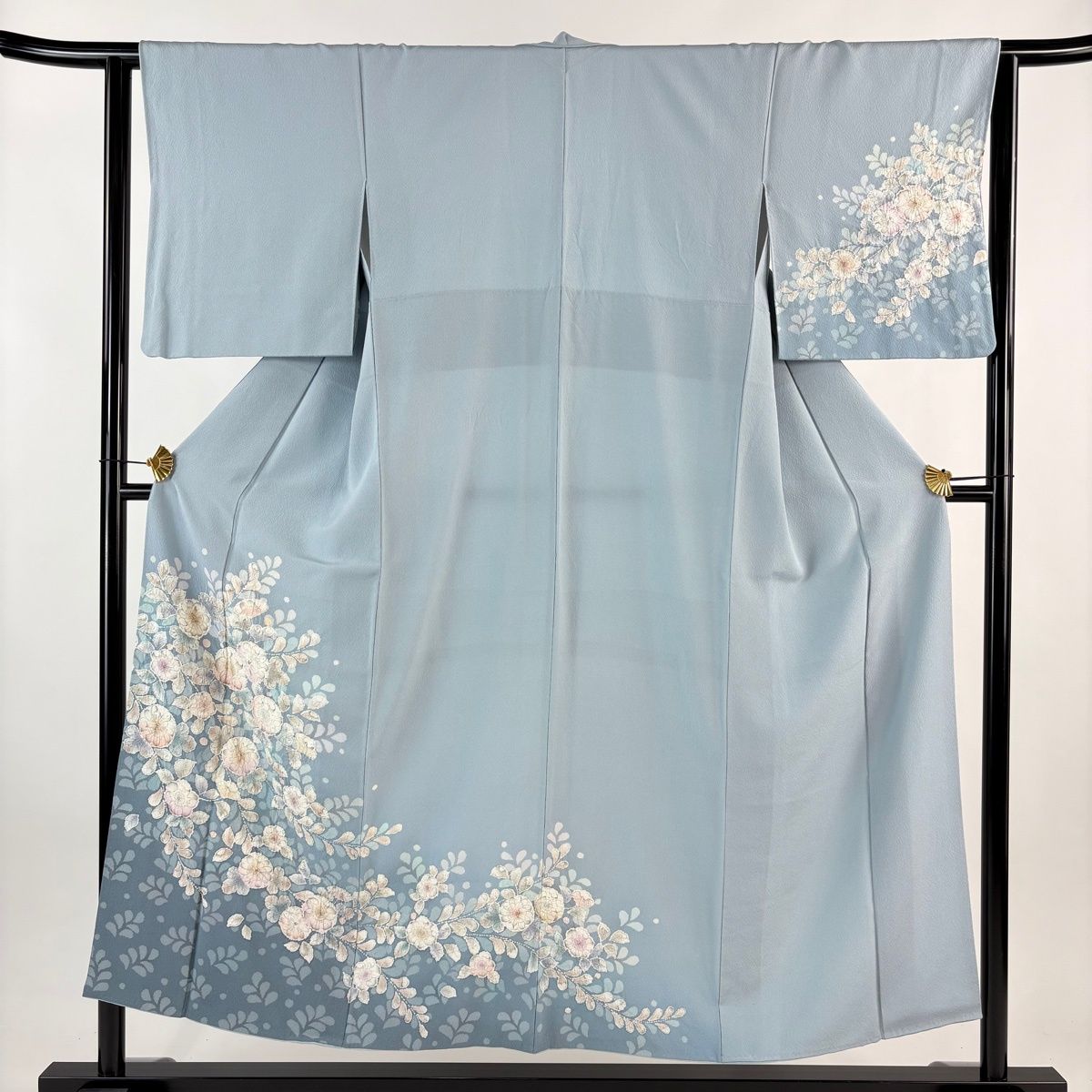 A58美品　未使用　絽縮緬訪問着　辻ヶ花作者物　正絹　薄水色　逸品　フォーマル 訪問着 身丈152cm 裄丈63.5cm S 袷 辻が花 ぼかし 水色 正絹 秀品