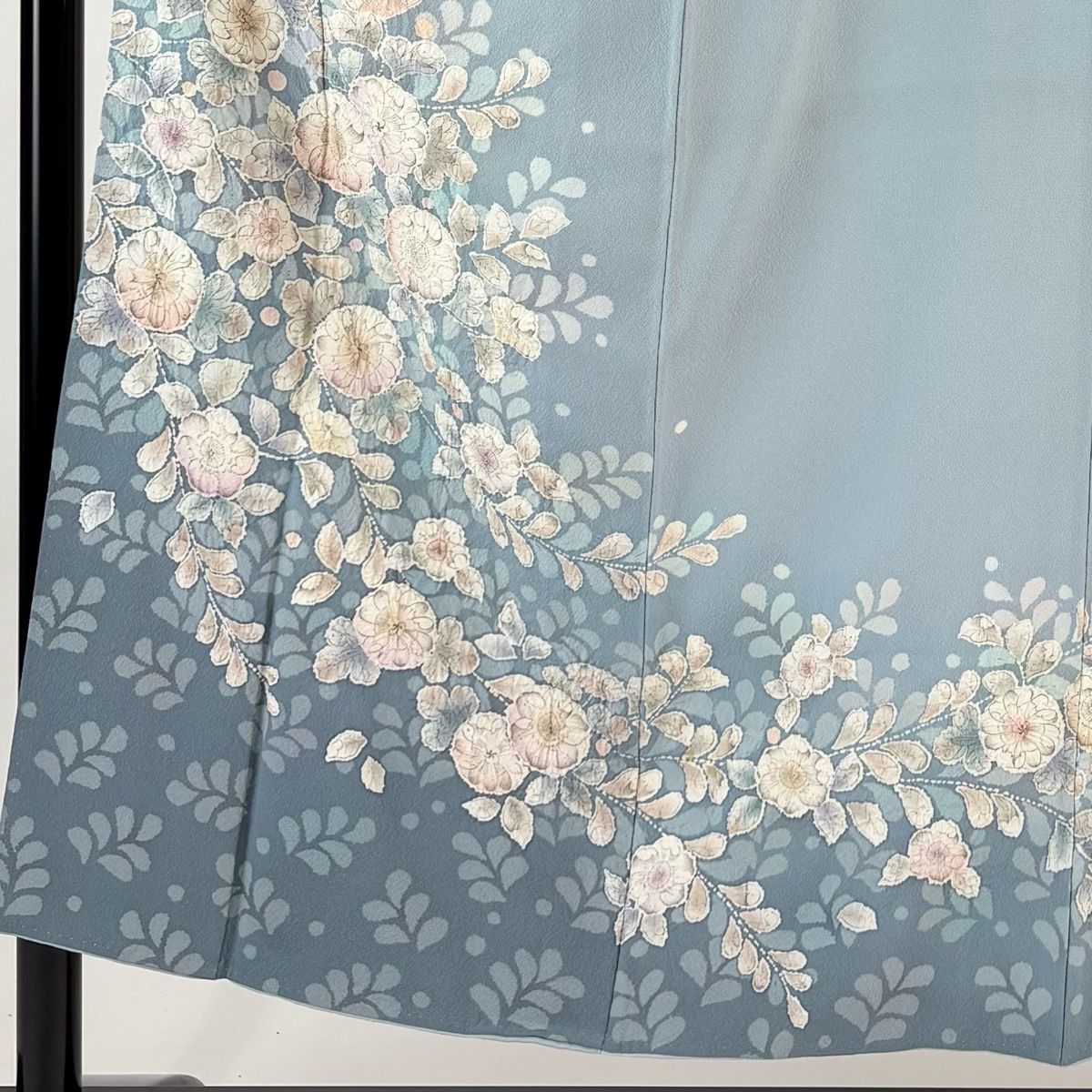 A58美品　未使用　絽縮緬訪問着　辻ヶ花作者物　正絹　薄水色　逸品　フォーマル 訪問着 身丈152cm 裄丈63.5cm S 袷 辻が花 ぼかし 水色 正絹 秀品