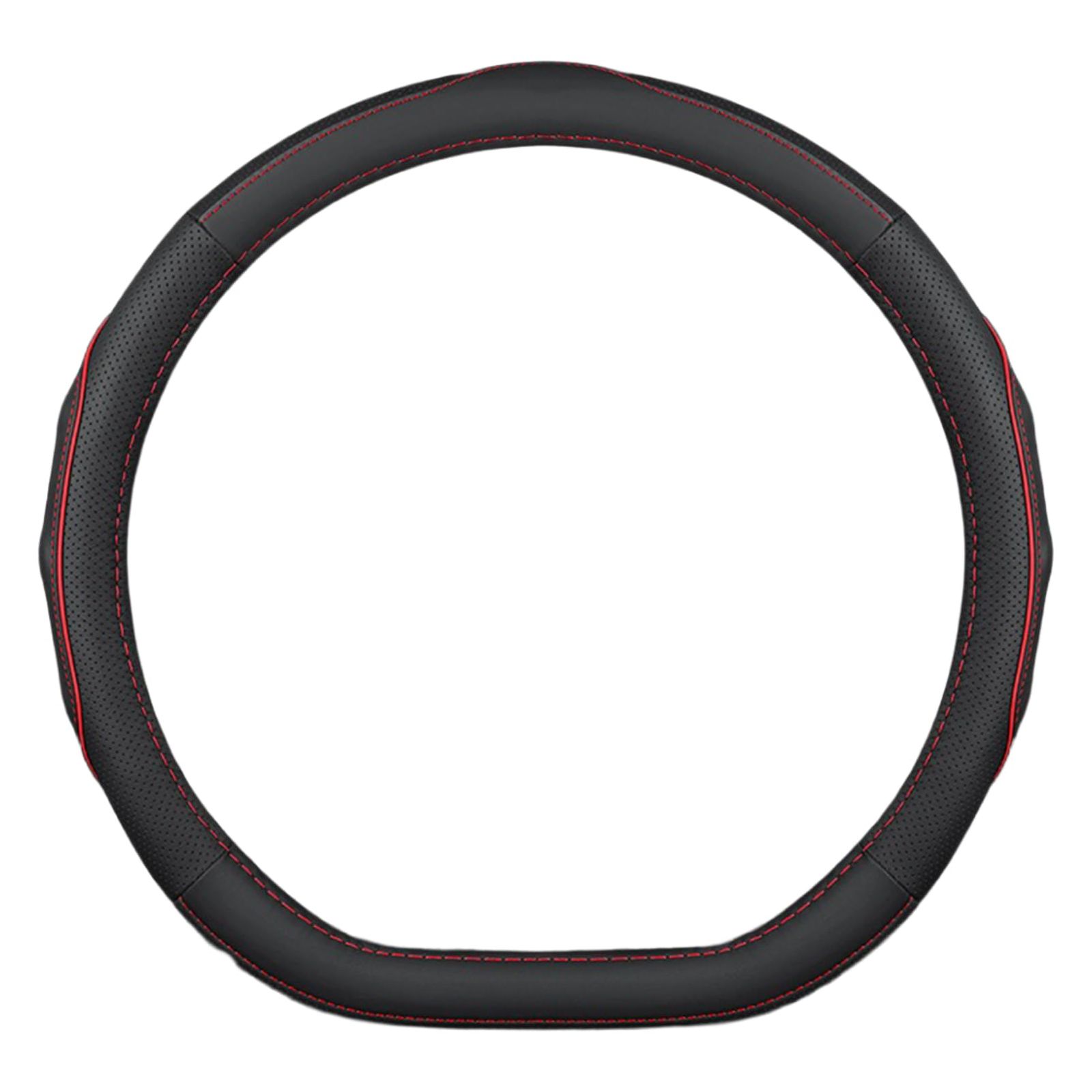 COZENTA ハンドルカバー ステアリング 本革 Sサイズ 38cm (D型 ブラック/レッド) [レッド] [D型]