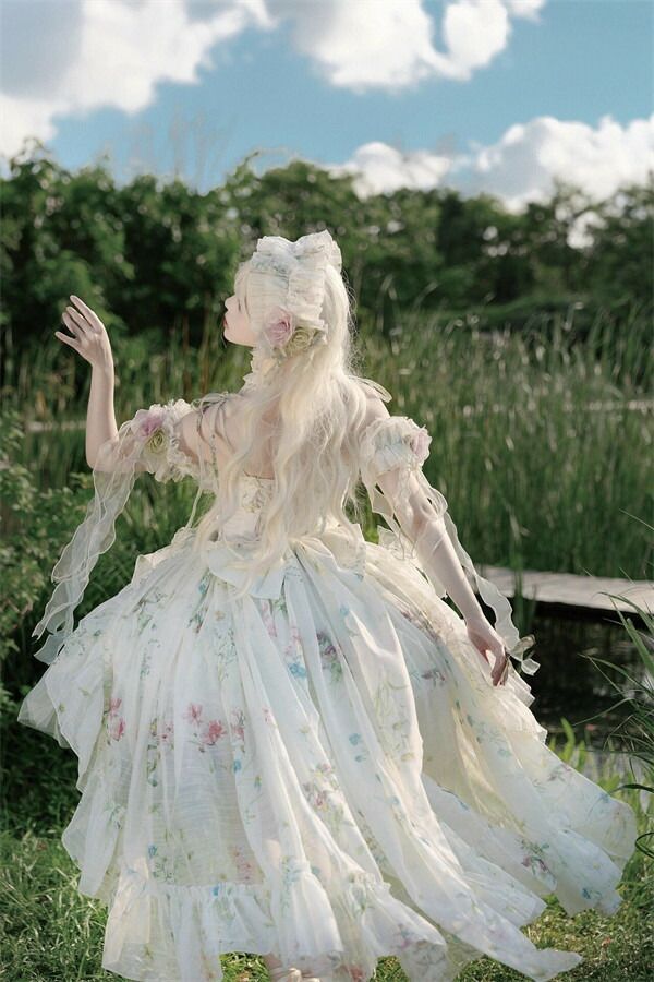 妖精風 プリンセスドレス グリーン ロリータ コスプレ衣装 花飾り 豪華