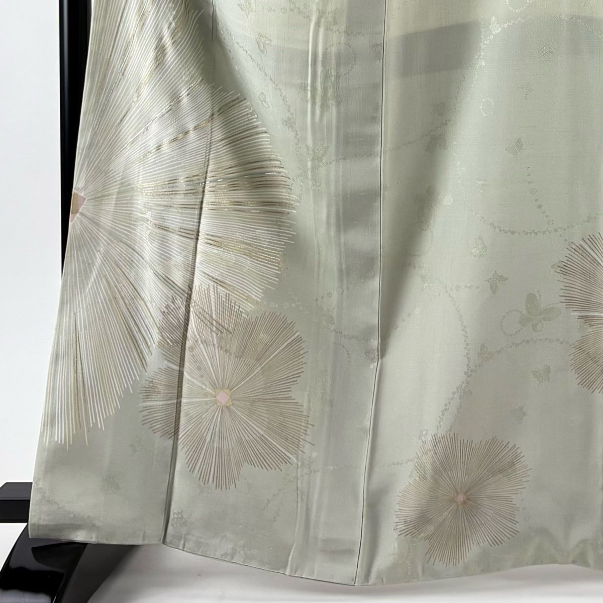 しつけ付 超美品 正絹 刺繍 訪問着 付け下げ 着物 深緑 桜164 森 しつけ付 超美品 正絹 刺繍 訪問着 付け下げ 着物 深緑 桜164 森