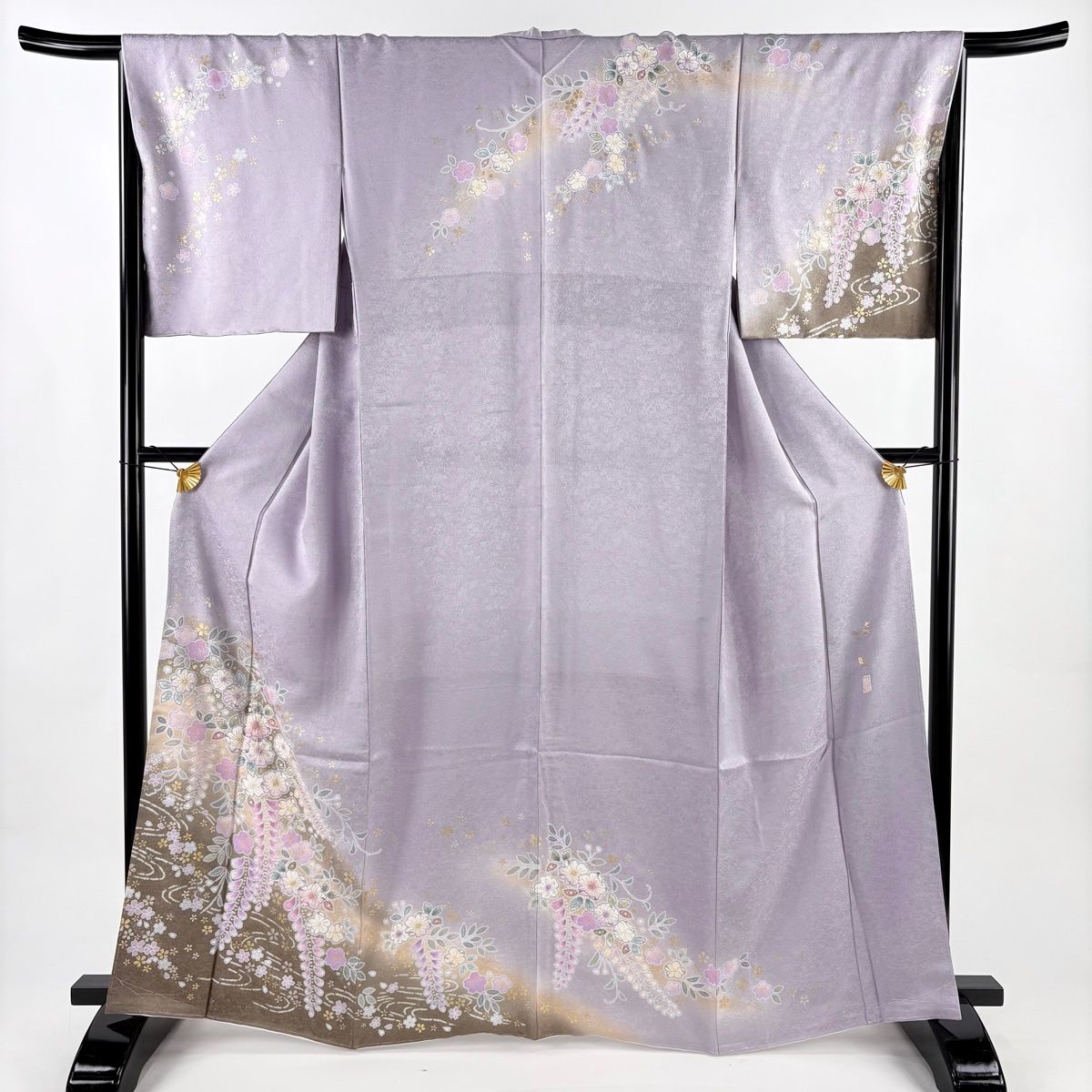 訪問着 身丈164cm 裄丈66.5cm M 袷 正峰 落款 辻が花 流水 金 訪問着 身丈164cm 裄丈66.5cm M 袷 正峰 落款 辻が花 流水 金