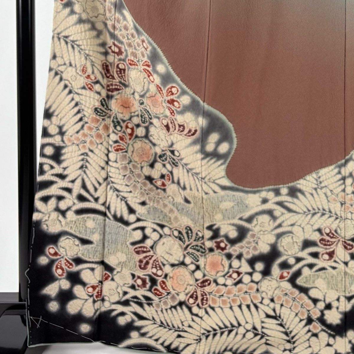 訪問着 身丈165cm 裄丈66cm M 袷 滝泰 落款 辻が花 霞 染め分け 灰緑