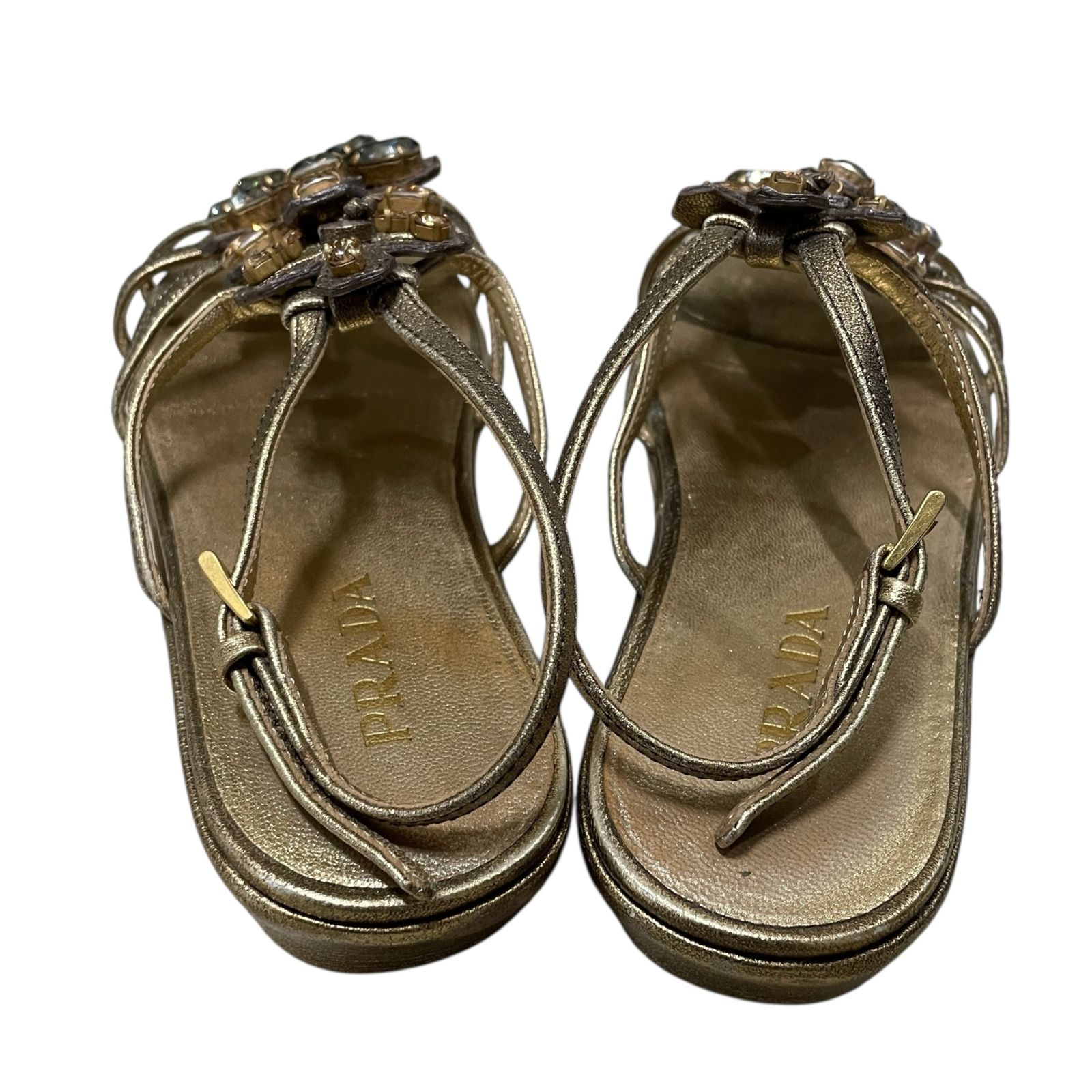 ◇PRADA プラダ サンダル ビジュー サイズ36 レディース ブロンズ系 花