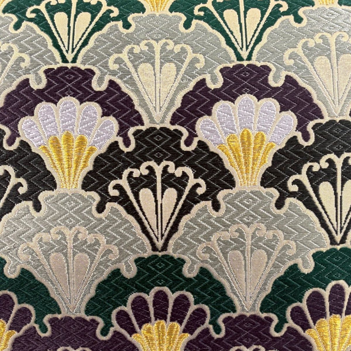 袋帯 秀品 雪輪 青海波 金糸 箔 灰緑 六通 正絹 【中古】 - メルカリ