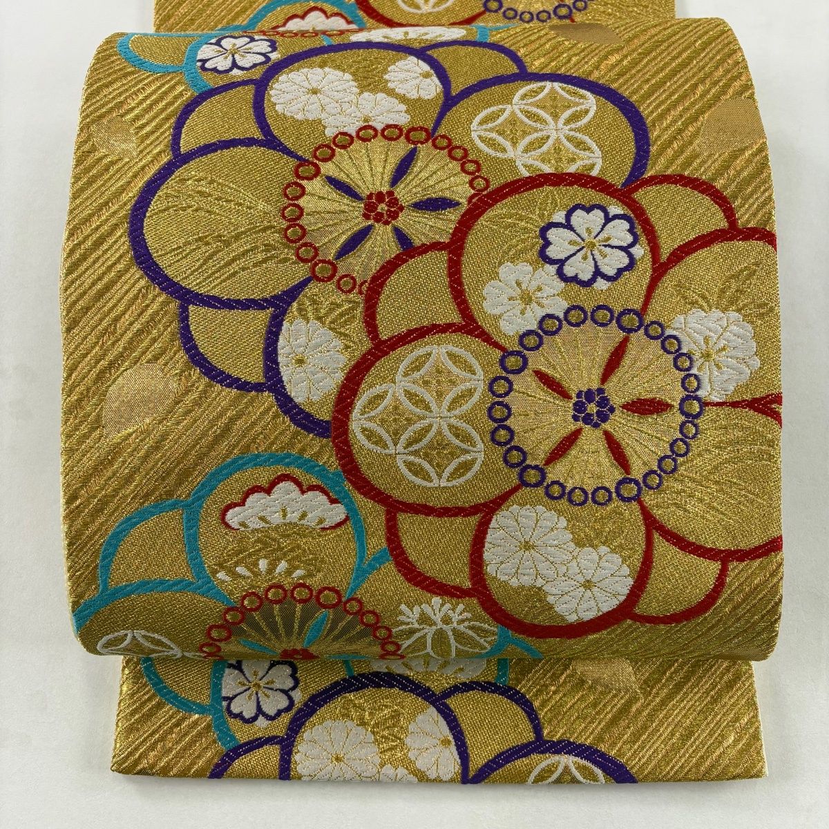 新品　薄桜にゴージャスな金糸たっぷりの素晴らしい色留訪問着　2ウェイ袋帯　5点 美品】 袋帯 秀品 松竹梅 桜 金糸 箔 金色 六通 正絹 【中古】 - メルカリ