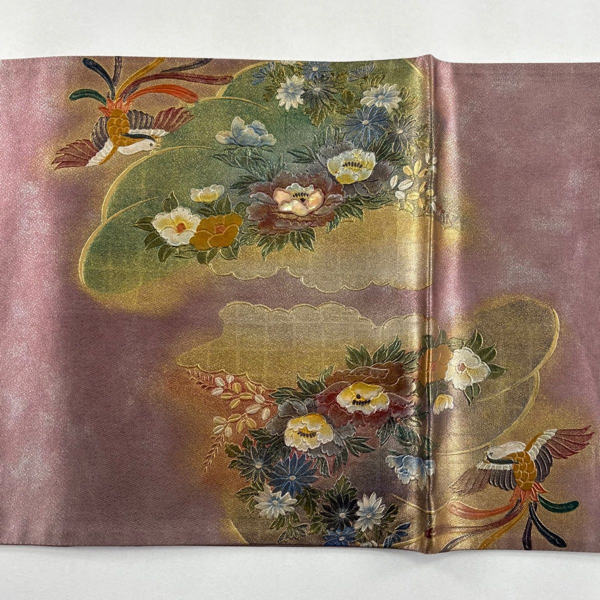 袋帯 秀品 御所車 花鳥 螺鈿 箔 紫 お太鼓柄 正絹 【中古】 - メルカリ