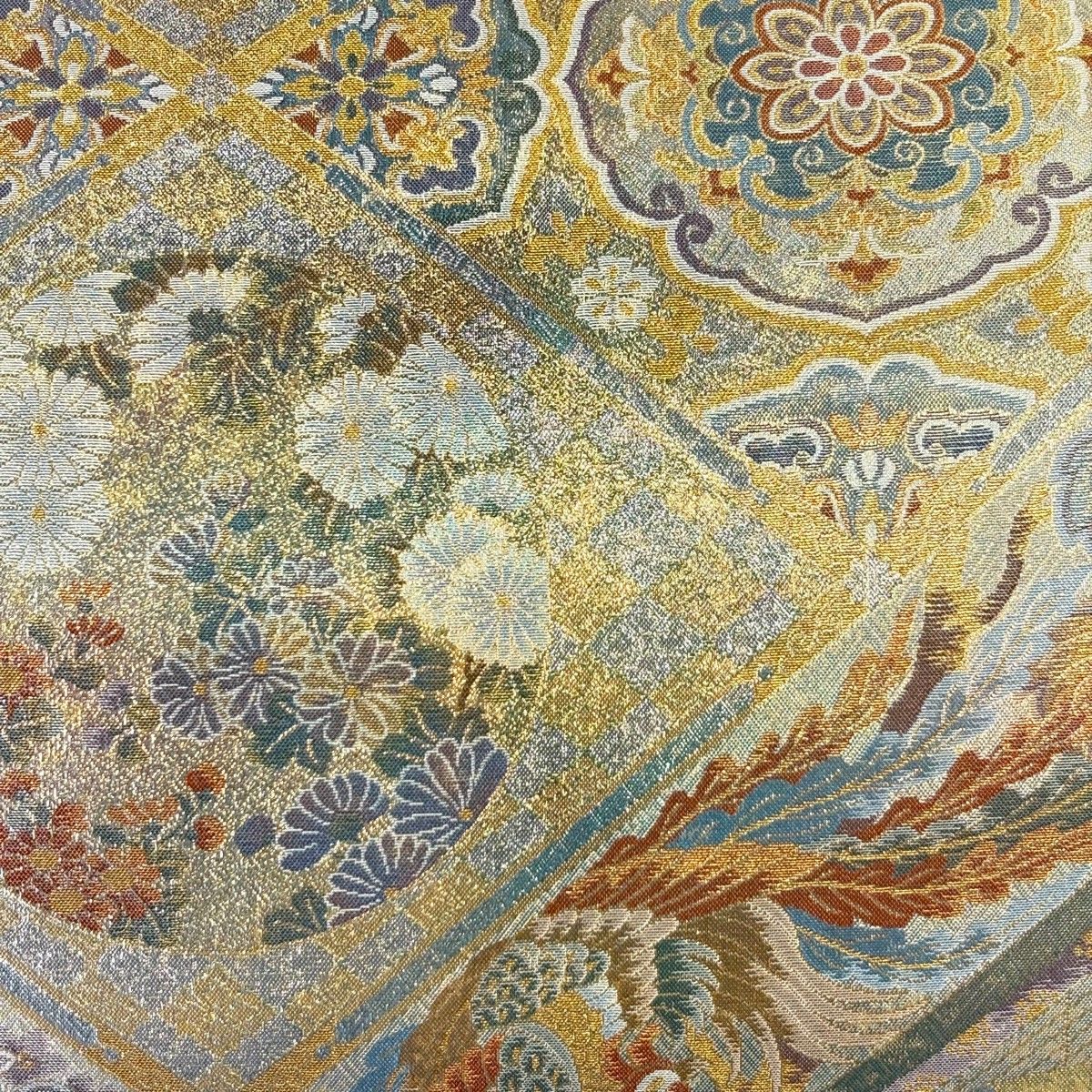 美品】 袋帯 名品 古都乃名宝 古都乃名勝 リバーシブル 鳳凰 華文 箔 