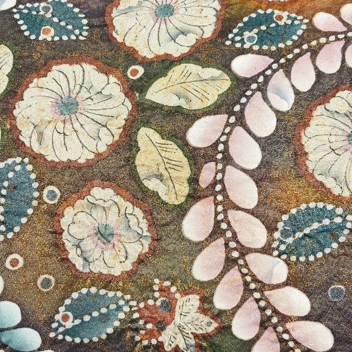 美品】 袋帯 名品 落款 辻が花 箔 鶯色 お太鼓柄 正絹 【中古】 - メルカリ