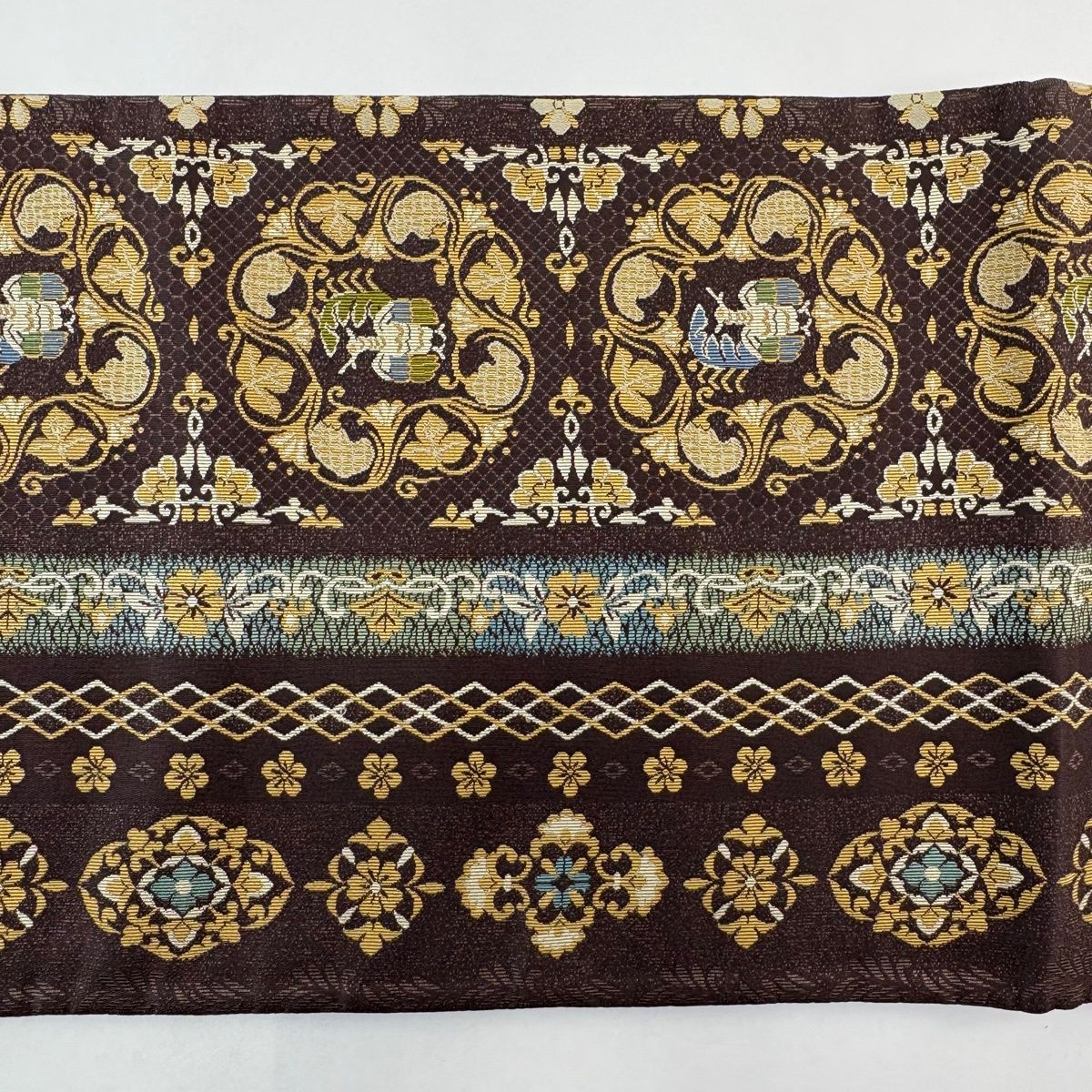 るんじゅO0892 美品 逸品 上品 モール織 葡萄唐草 正絹 袋帯 O0892 美品 逸品 上品 モール織 葡萄唐草 正絹 袋帯