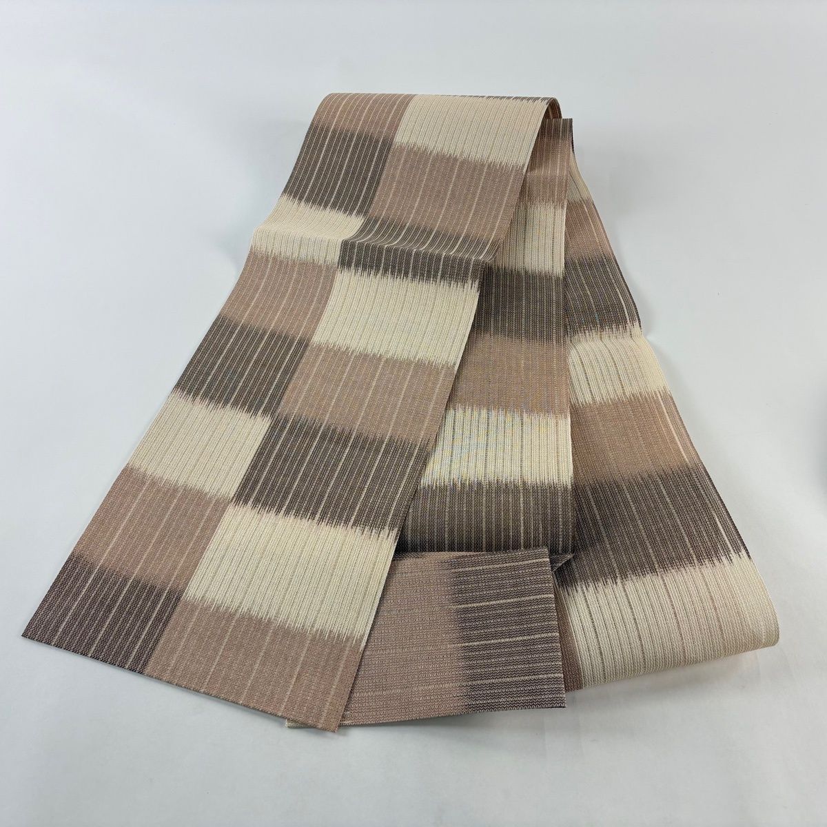 美品】 名古屋帯 名品 八寸名古屋帯 松葉仕立て 諸紙布柿渋帯 夏帯