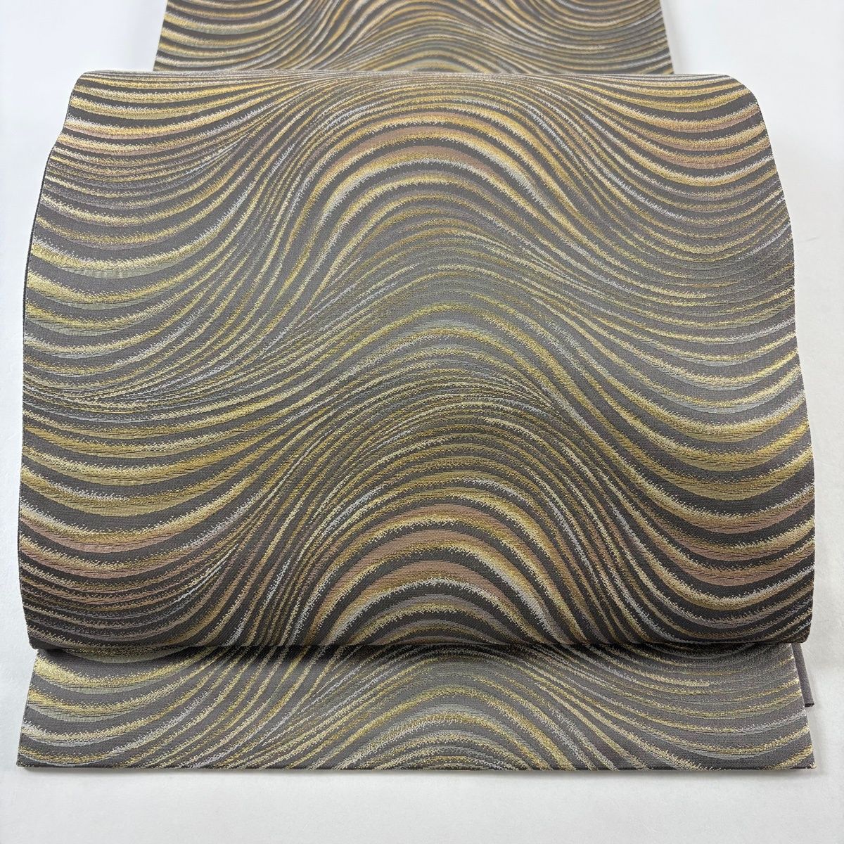 ＊将監＊袋帯 正絹 箔屋清兵衛 草木染め 五葉松 濃いグレージュ 極美品 将監＊袋帯 正絹 箔屋清兵衛 草木染め 五葉松 濃いグレージュ 極美品