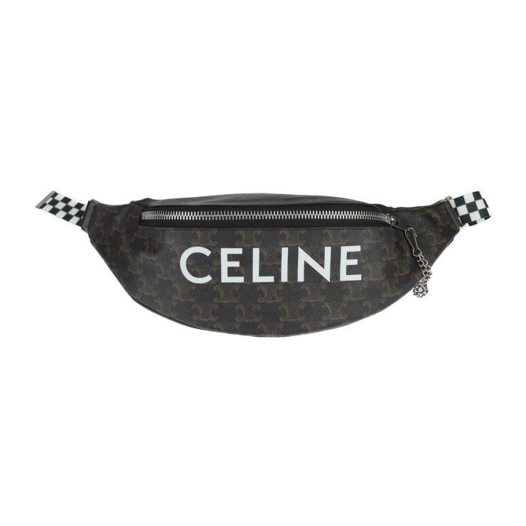 CELINE セリーヌ トリオンフ ベルトバッグ ウエストバッグ 19597 2DDE PVC ブラウン シルバー金具 ウエストポーチ 
