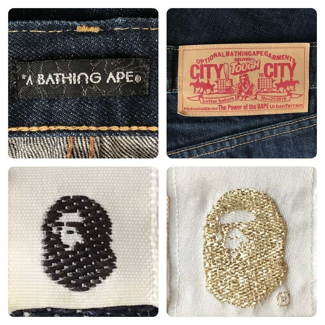 ☆青山限定☆ BAPE NYC LOGO デニム ハーフパンツ Lサイズ a bathing