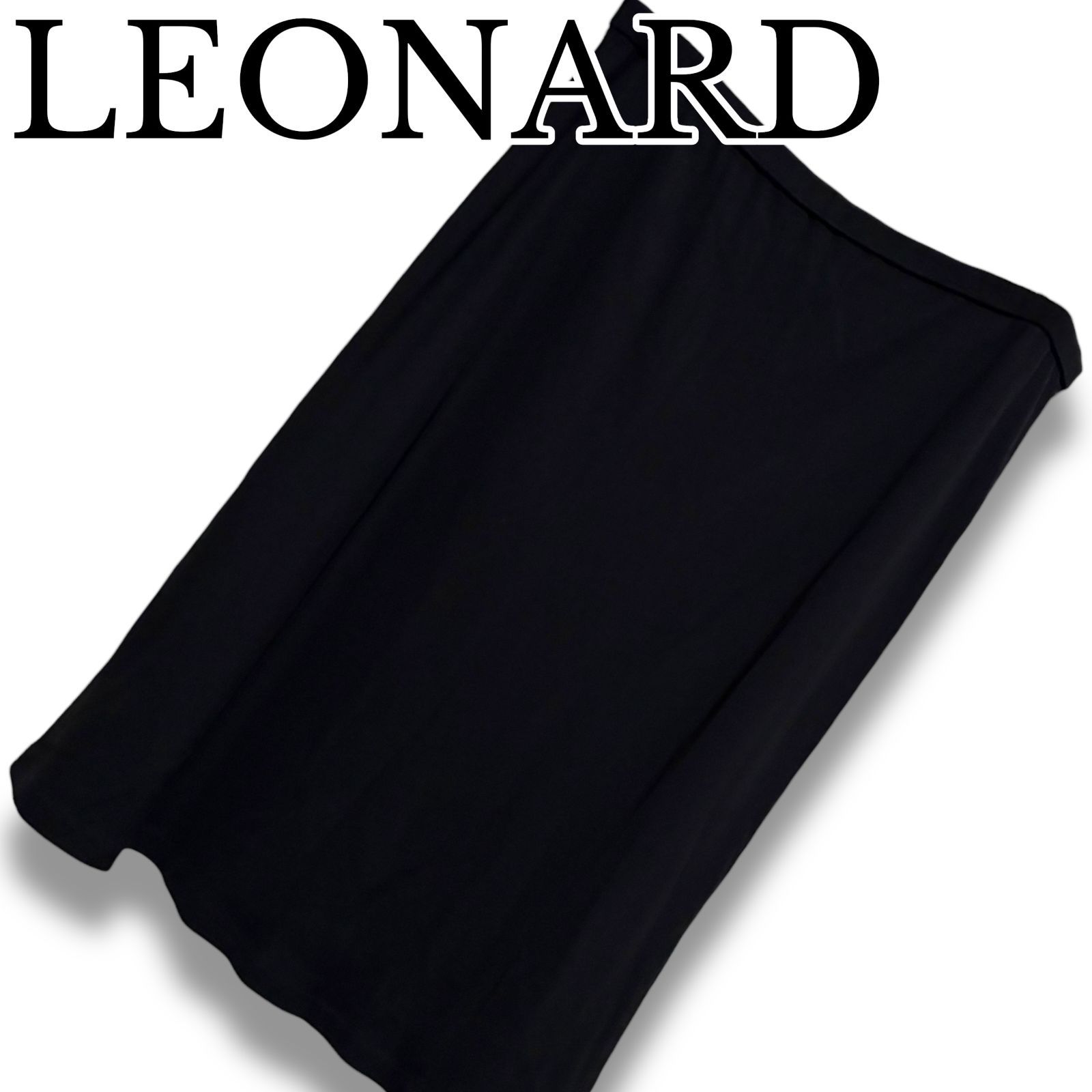 LEONARD FASHION レオナール ブラック タイトスカート ミディ丈
