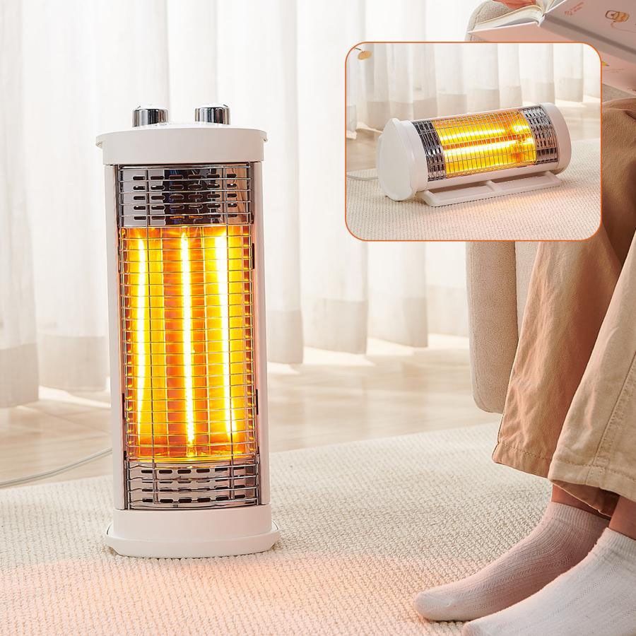 新品】2WAYカーボンヒーター ホワイト ベージュ 速暖2秒 縦横両用 300W