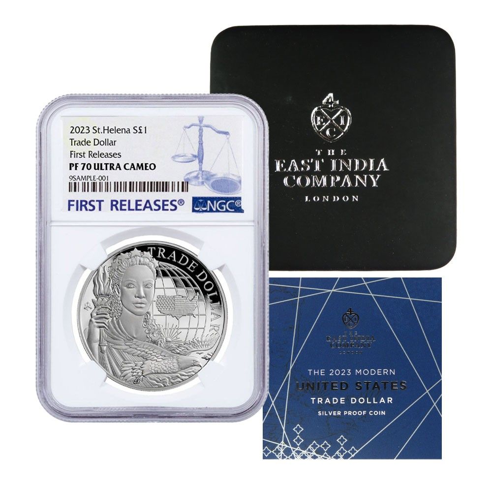 2023年 1ポンド 1オンス 銀貨 現代米国貿易ドル プルーフ NGC PF70UC