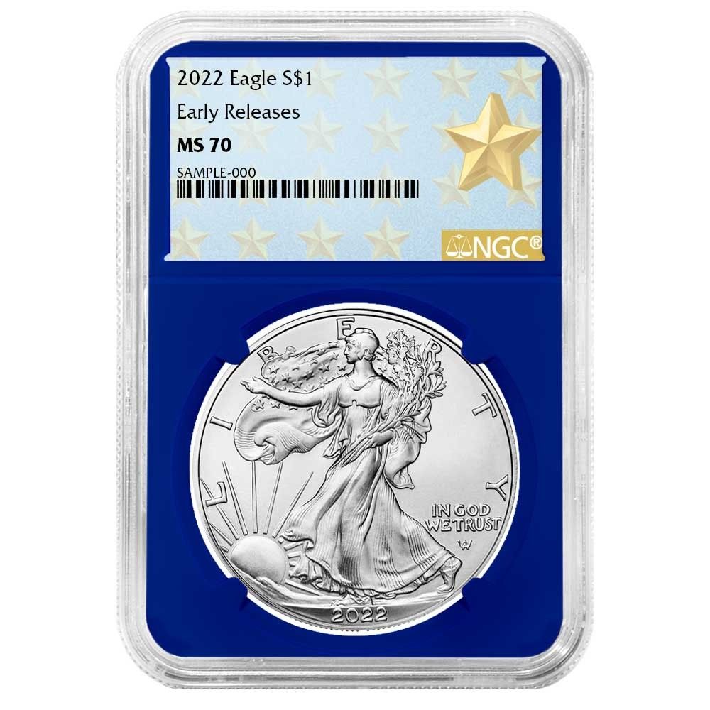 【新品】Silver Eagleイーグル銀貨2022-W PCGS MS70 新品】アメリカン シルバー イーグル銀貨2022シルバーPCGS MS70 新品