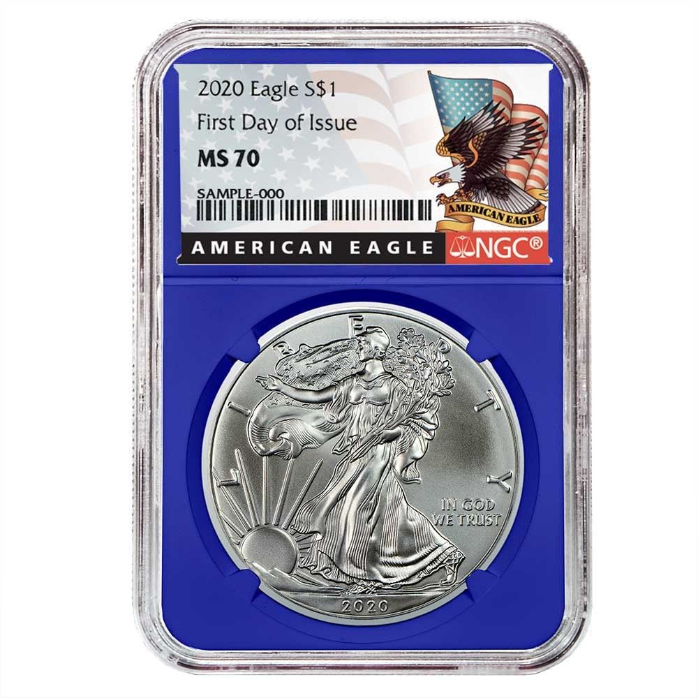 2020年 1ドル アメリカン シルバー イーグル NGC MS70 FDI ブラック