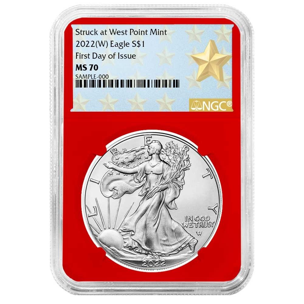 2022年 (W) 1ドル アメリカン シルバー イーグル NGC MS70 FDI