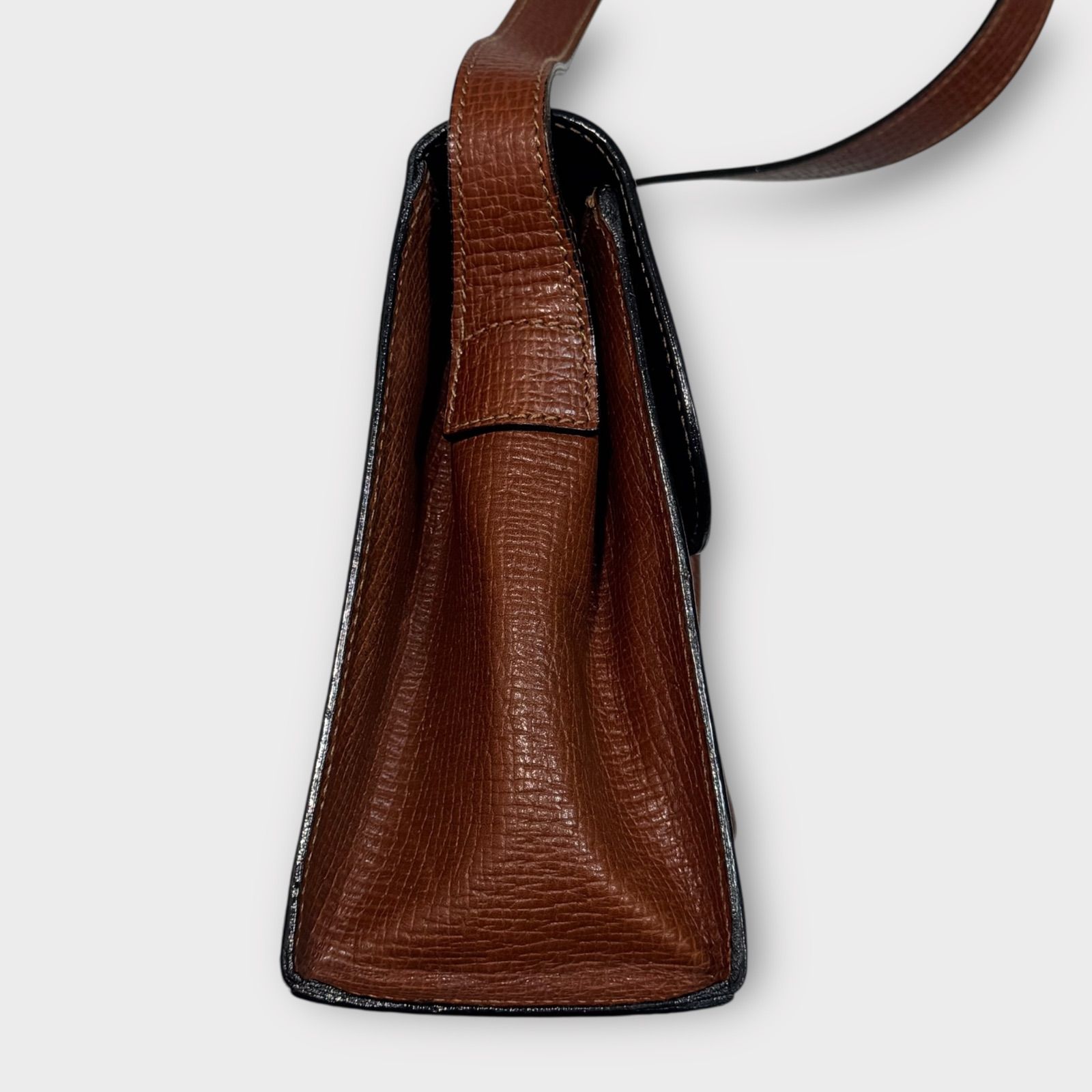 LOEWE Vintage Leather Shoulder Bag Black × Brown Made in Italy 超